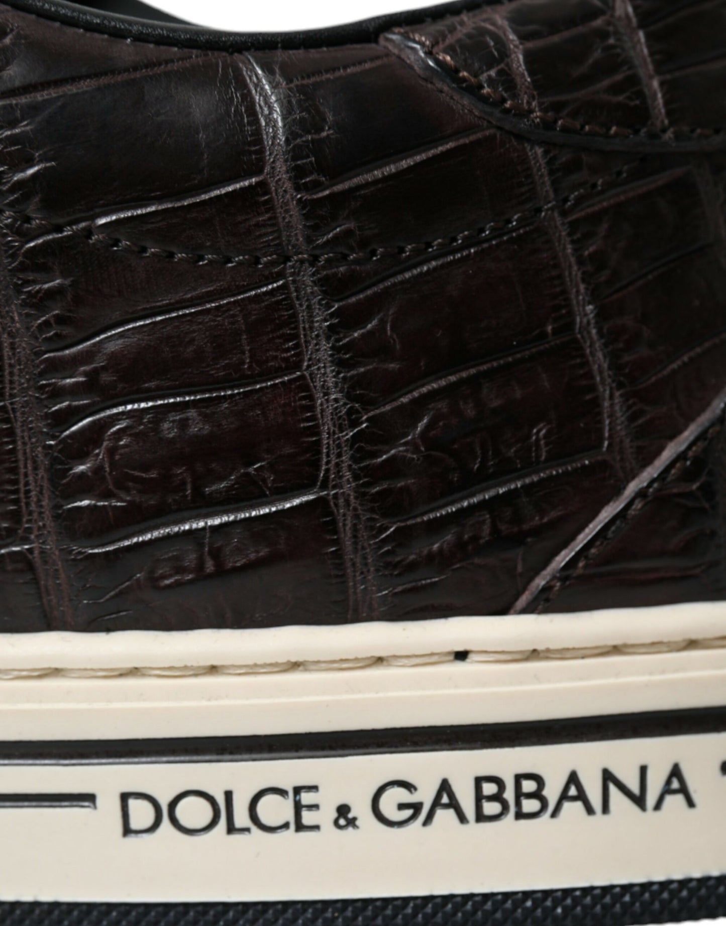 Dolce & Gabbana Brown Croc Exotic Leather Men Casual Sneakers Shoes Dolce & Gabbana