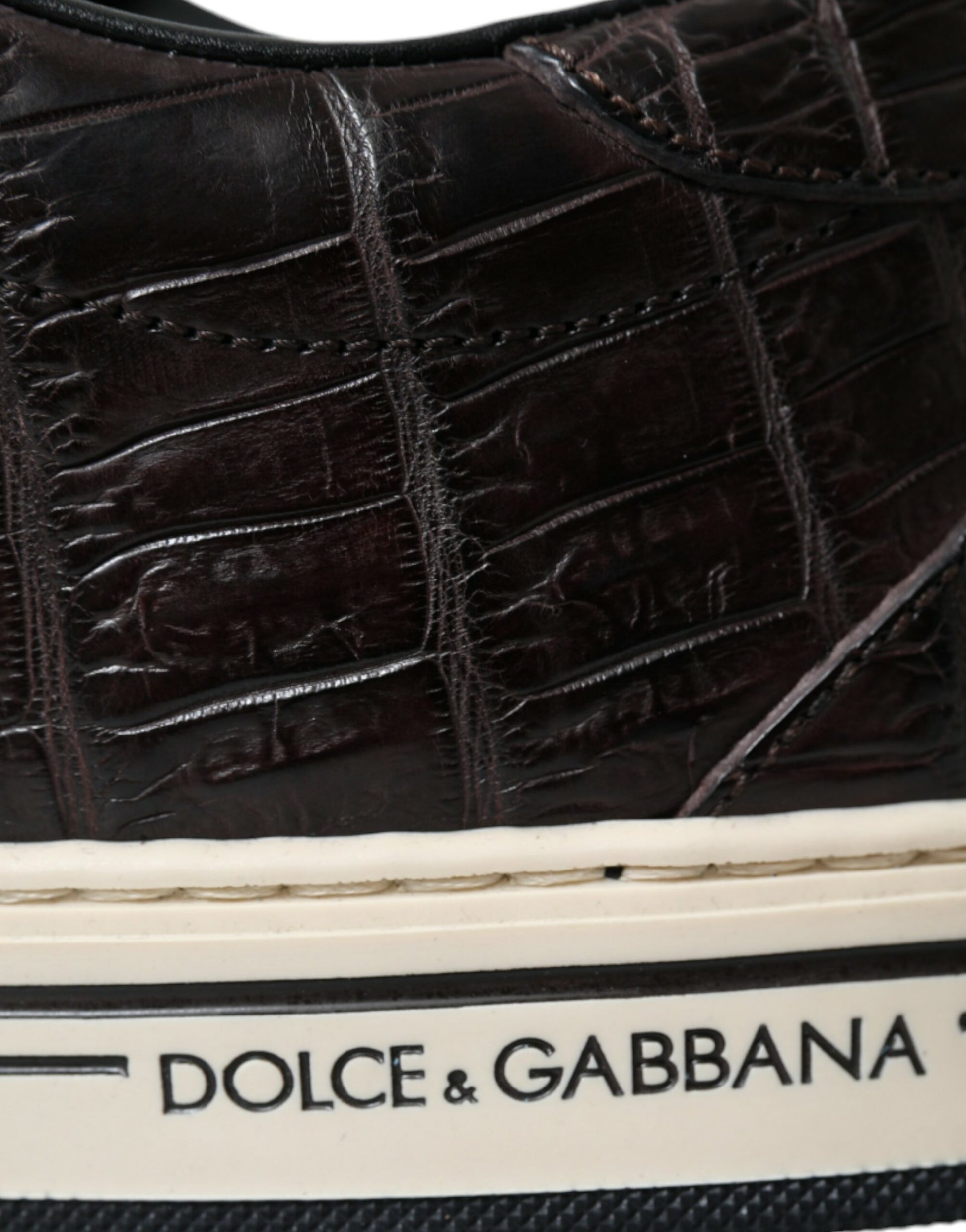 Dolce & Gabbana Brown Croc Exotic Leather Men Casual Sneakers Shoes Dolce & Gabbana