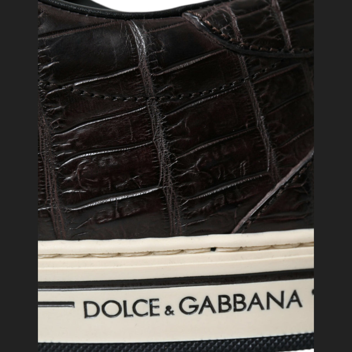 Dolce & Gabbana Brown Croc Exotic Leather Men Casual Sneakers Shoes