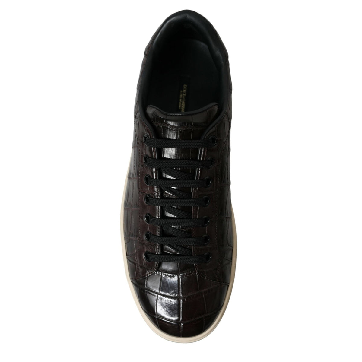 Dolce & Gabbana Brown Croc Exotic Leather Men Casual Sneakers Shoes