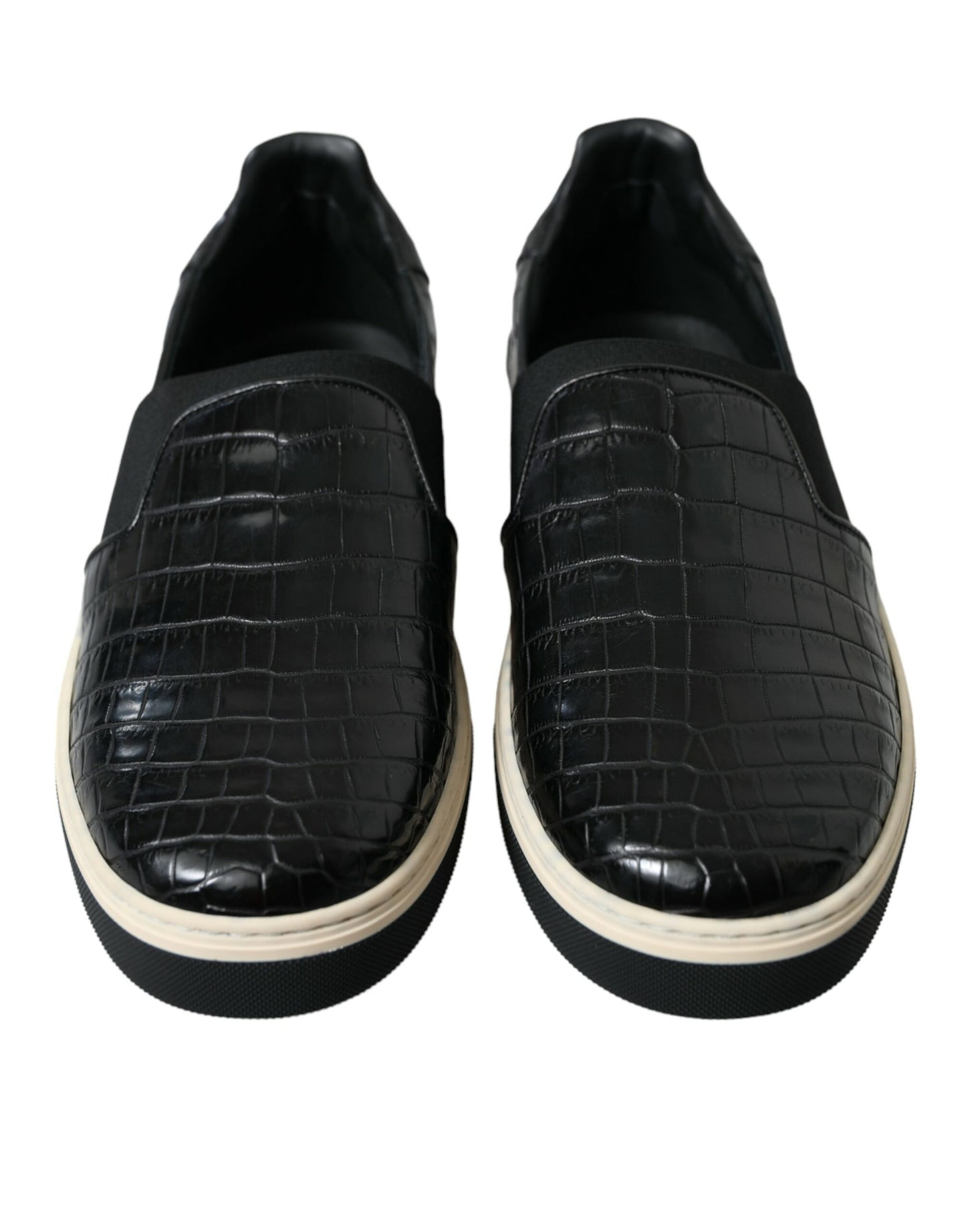 Dolce & Gabbana Black Croc Exotic Leather Sneakers Shoes Dolce & Gabbana