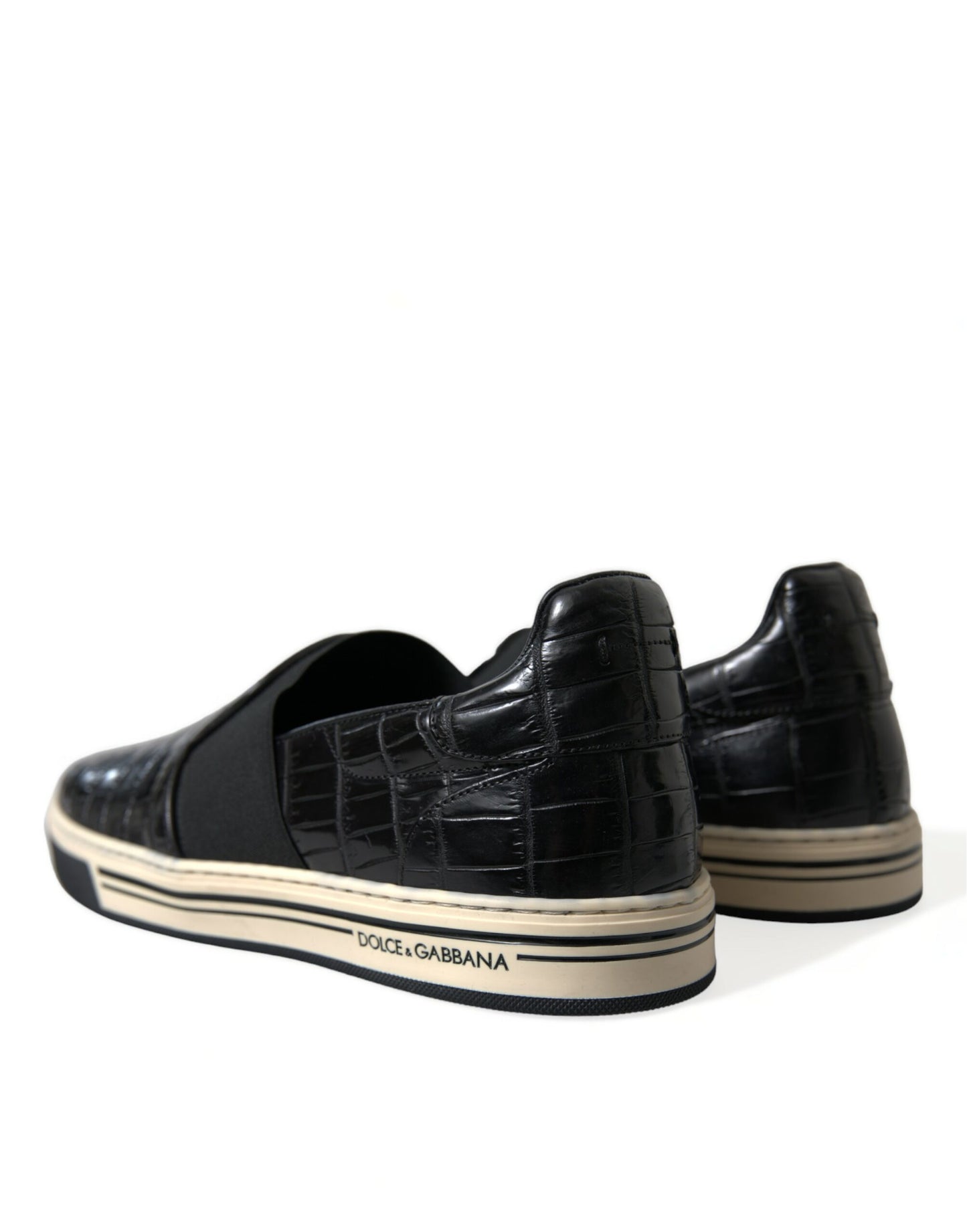 Dolce & Gabbana Black Croc Exotic Leather Sneakers Shoes Dolce & Gabbana