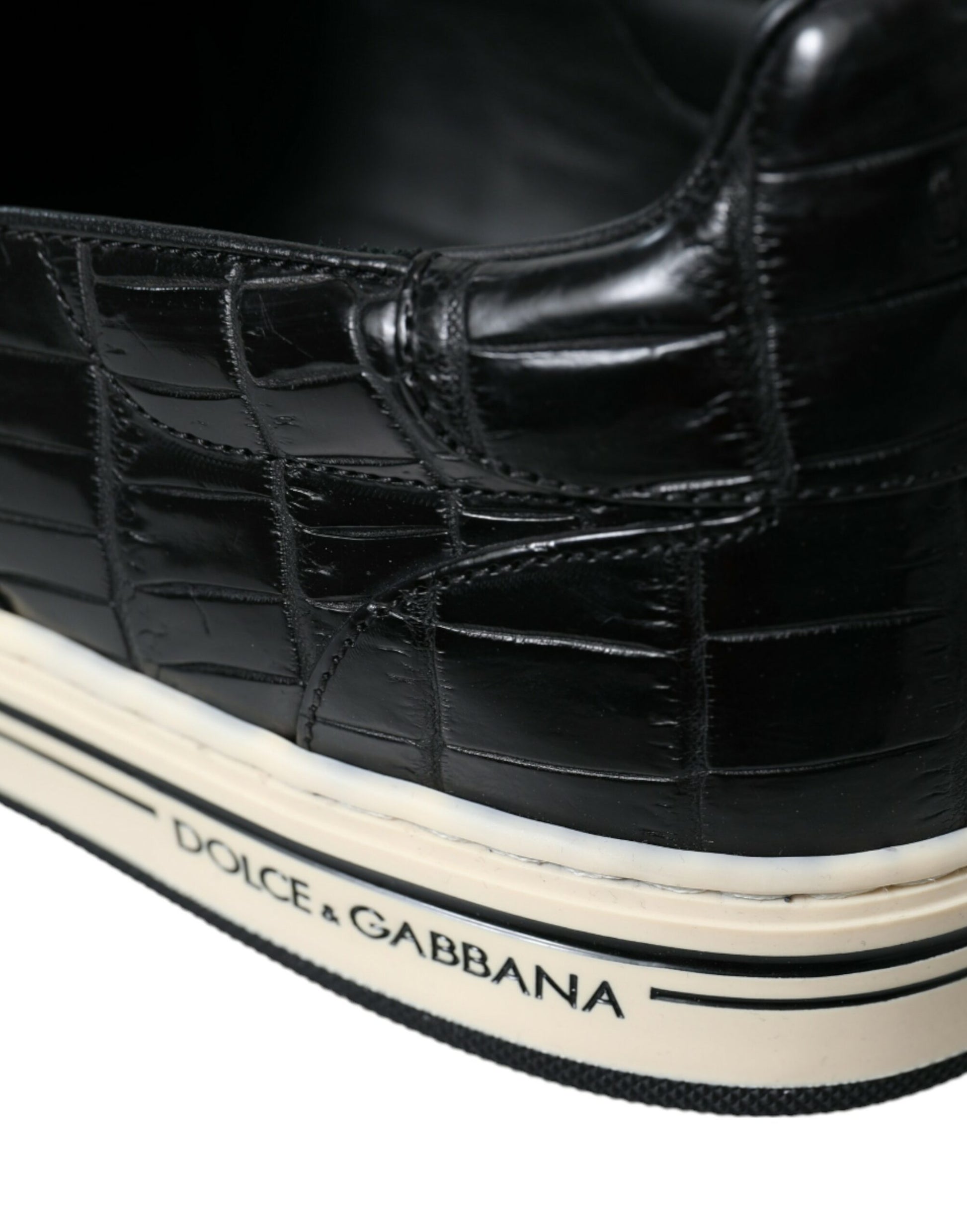 Dolce & Gabbana Black Croc Exotic Leather Sneakers Shoes Dolce & Gabbana
