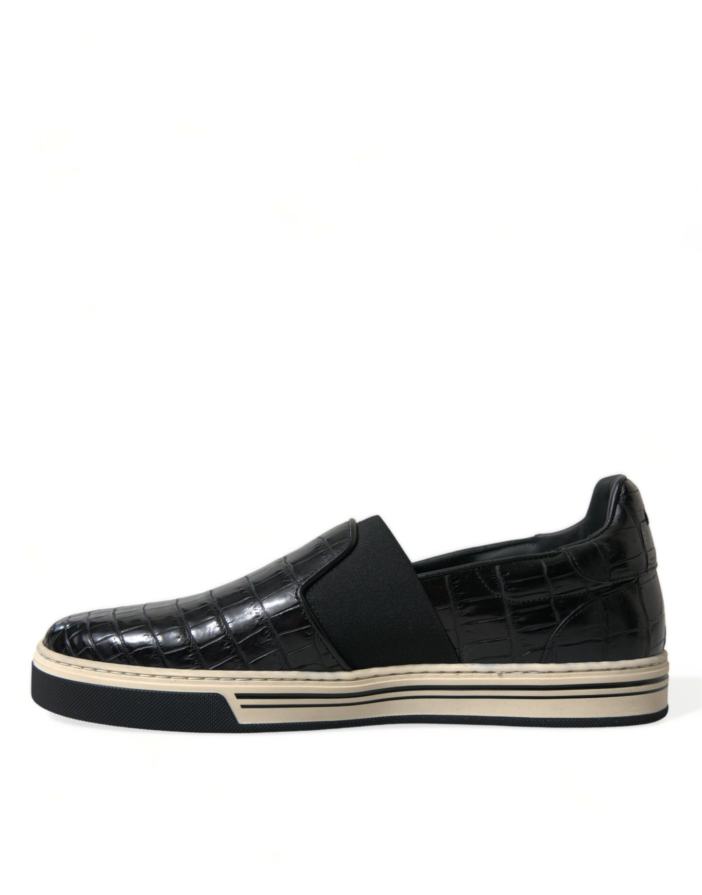 Dolce & Gabbana Black Croc Exotic Leather Sneakers Shoes Dolce & Gabbana