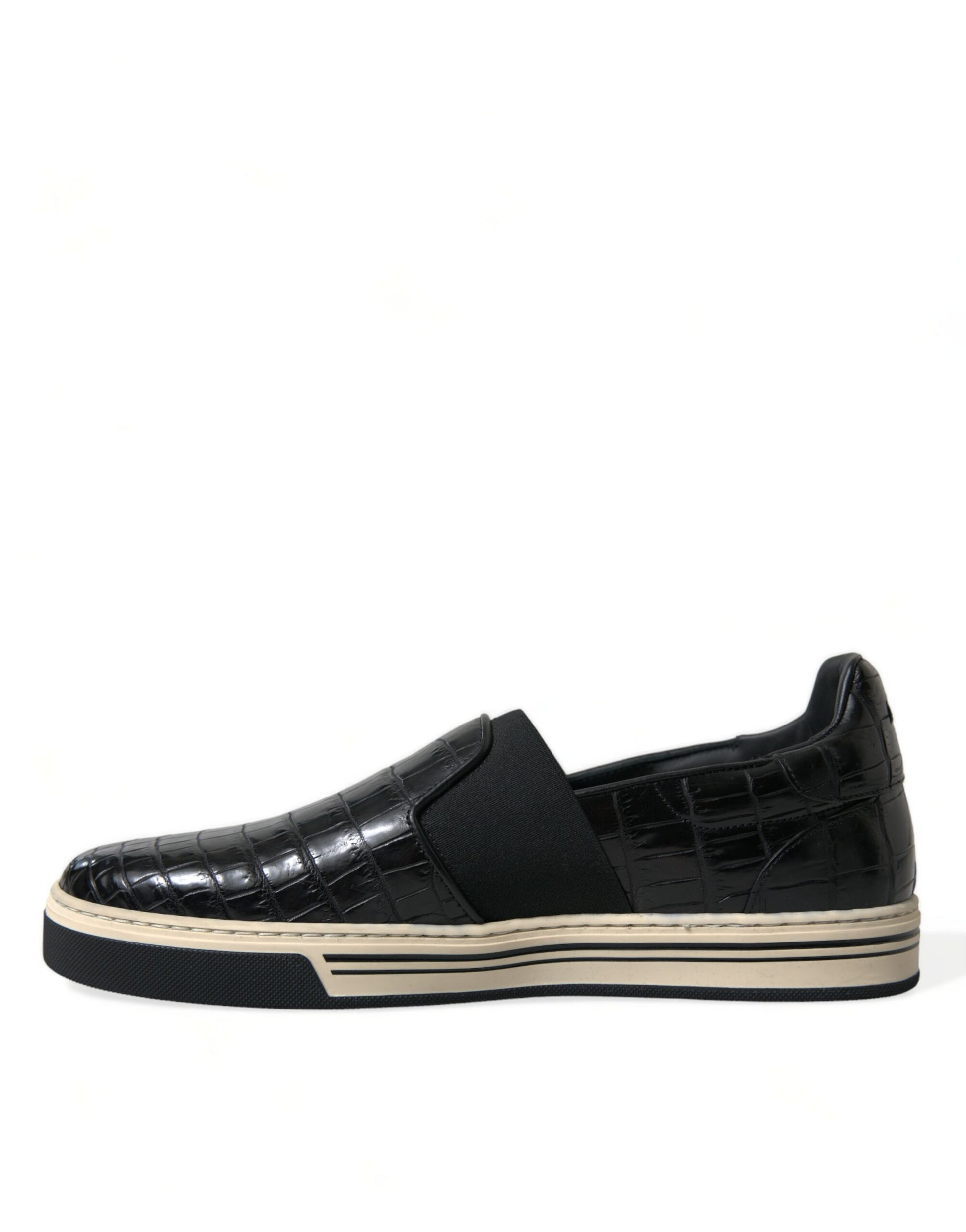 Dolce & Gabbana Black Croc Exotic Leather Sneakers Shoes Dolce & Gabbana