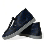 Dolce & Gabbana Blue Calfskin Leopard Mid Top Sneakers Shoes