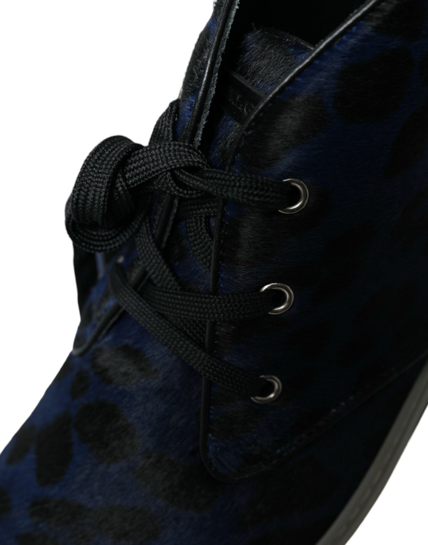 Dolce & Gabbana Blue Calfskin Leopard Mid Top Sneakers Shoes Dolce & Gabbana