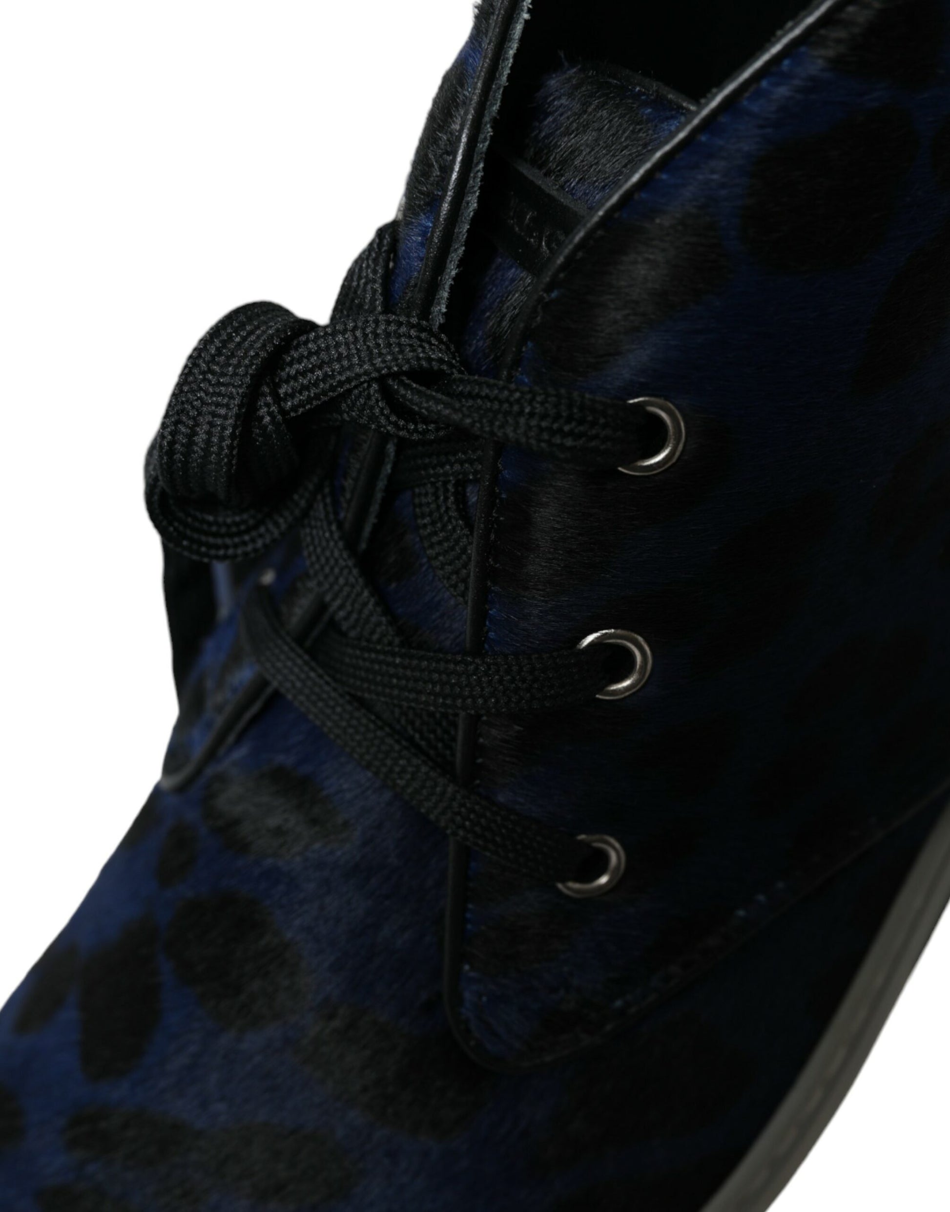 Dolce & Gabbana Blue Calfskin Leopard Mid Top Sneakers Shoes Dolce & Gabbana