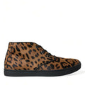 Dolce & Gabbana Brown Leopard Pony Hair Leather Sneakers Shoes