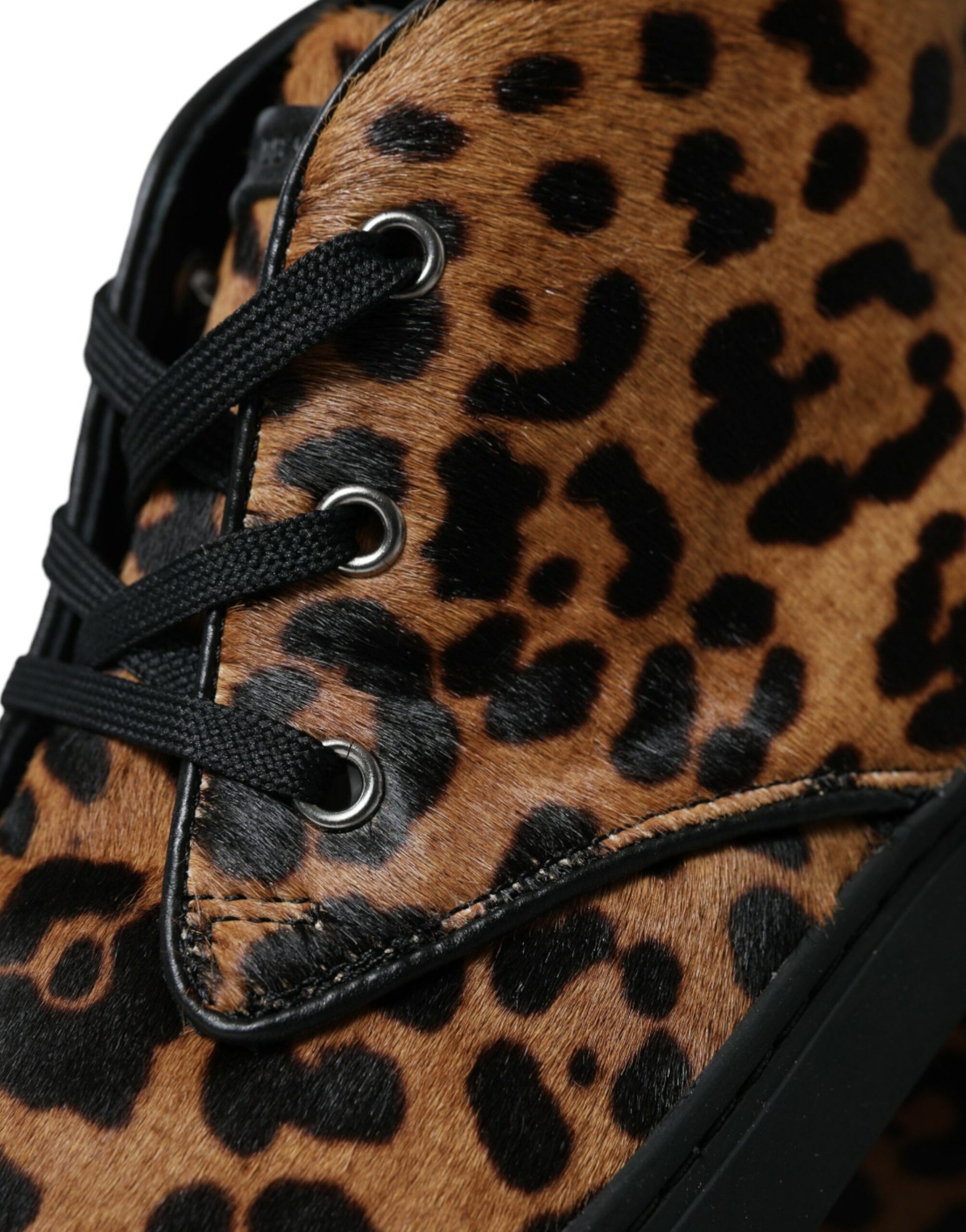 Dolce & Gabbana Brown Leopard Pony Hair Leather Sneakers Shoes Dolce & Gabbana