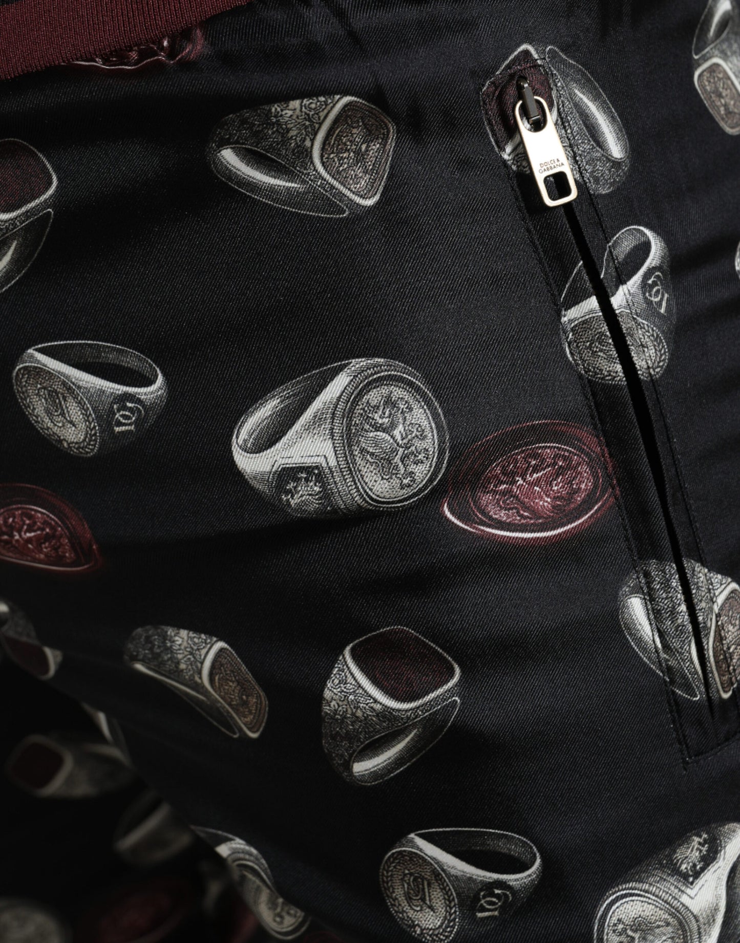 Dolce & Gabbana Black Ring Silk Jogging Trousers Pants Dolce & Gabbana