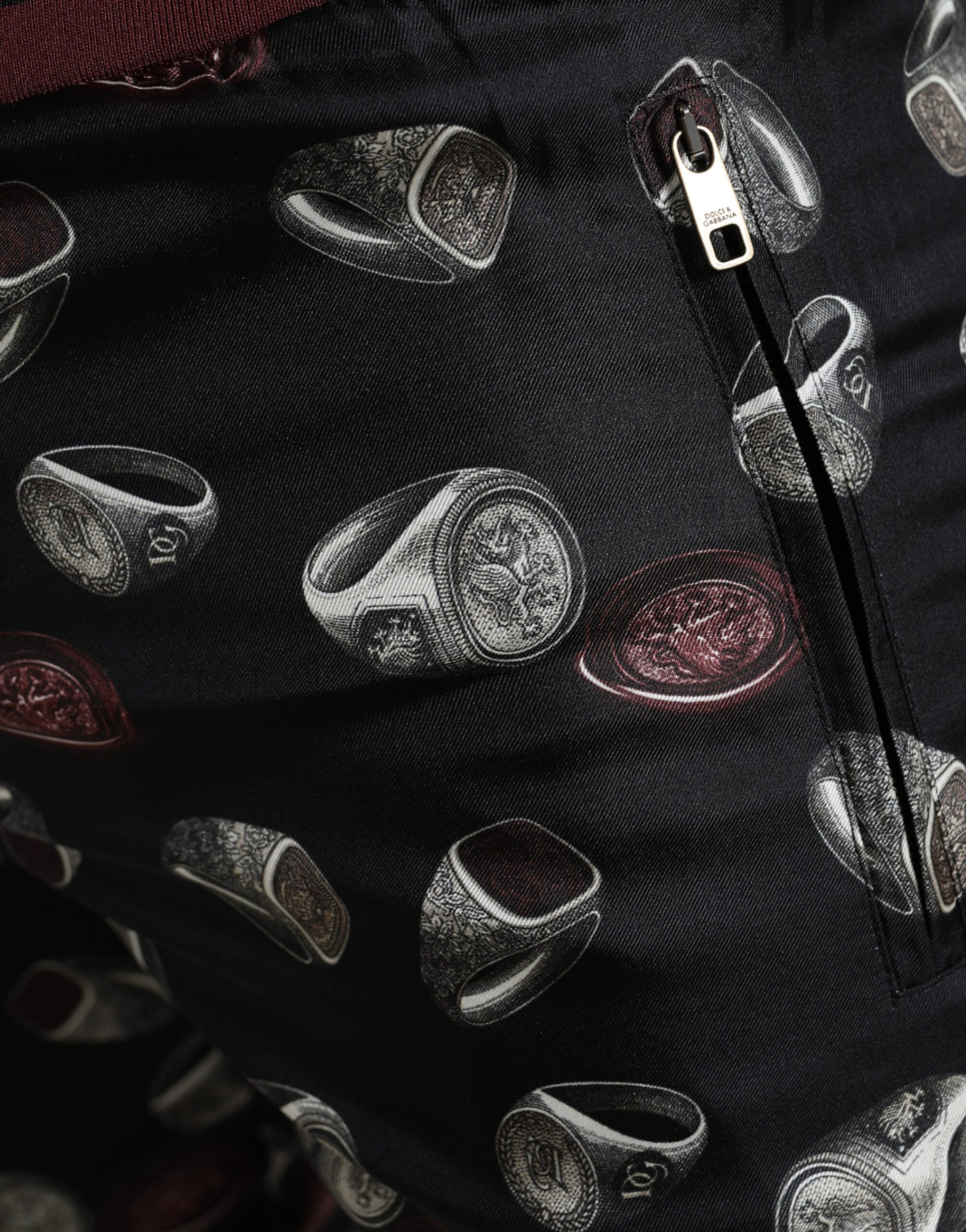 Dolce & Gabbana Black Ring Silk Jogging Trousers Pants Dolce & Gabbana