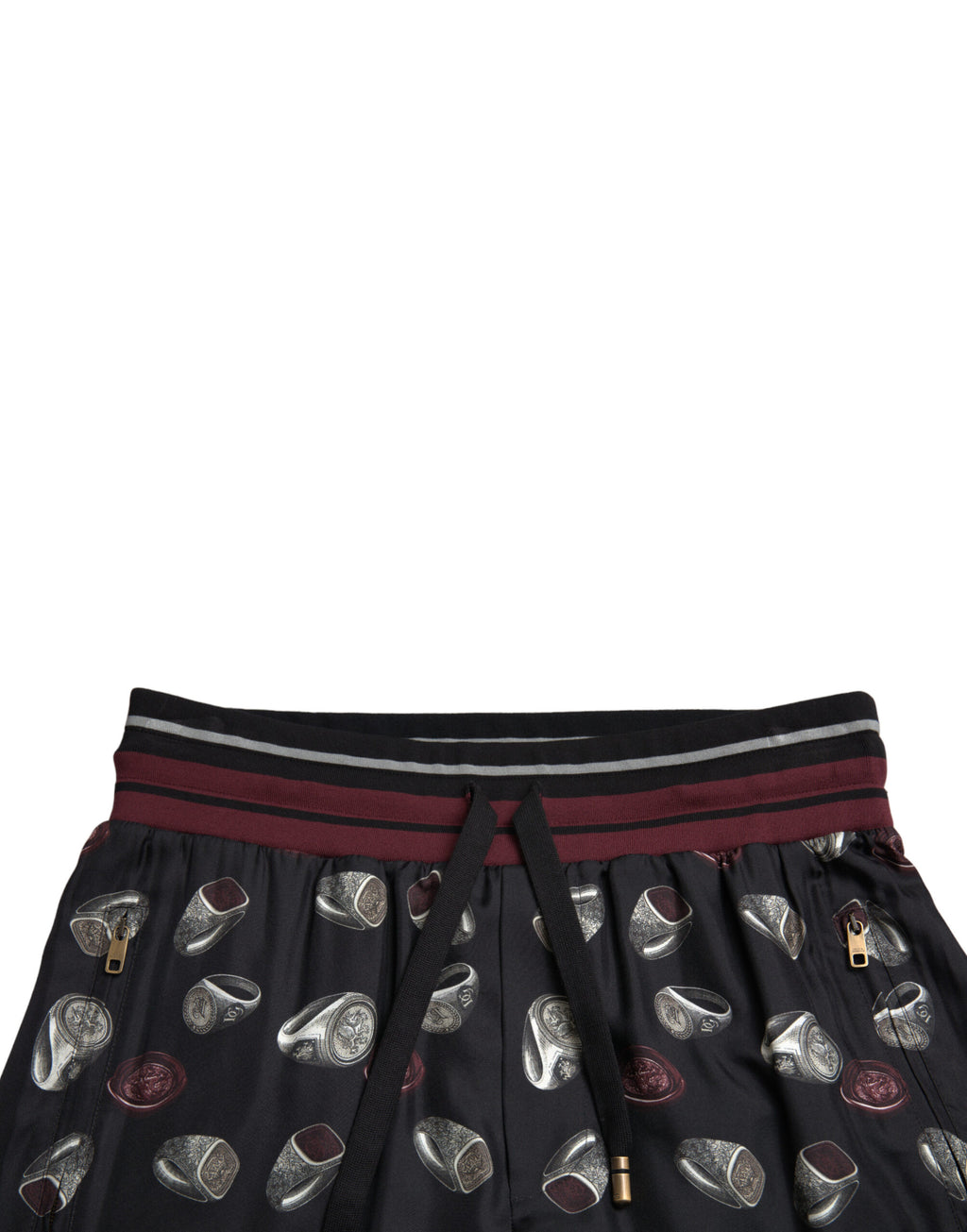 Dolce & Gabbana black silk jogging trousers with relaxed fit and elastic waistband, stylish and comfortable for casual wear.