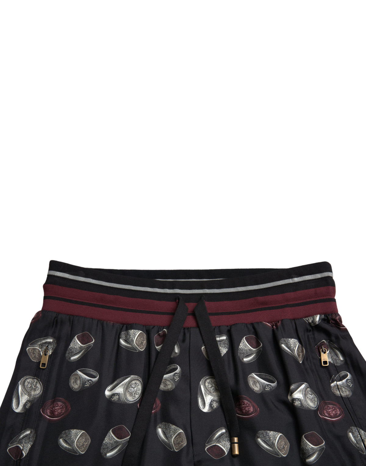 Dolce & Gabbana black silk jogging trousers with relaxed fit and elastic waistband, stylish and comfortable for casual wear.
