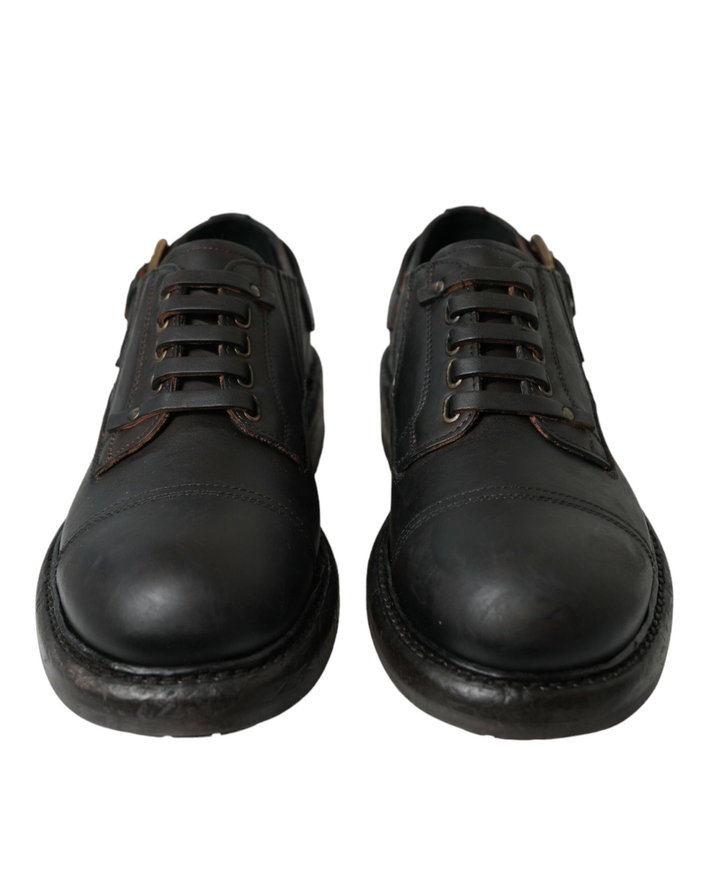 Dolce & Gabbana Brown Leather Lace Up Derby Men Dress Shoes Dolce & Gabbana