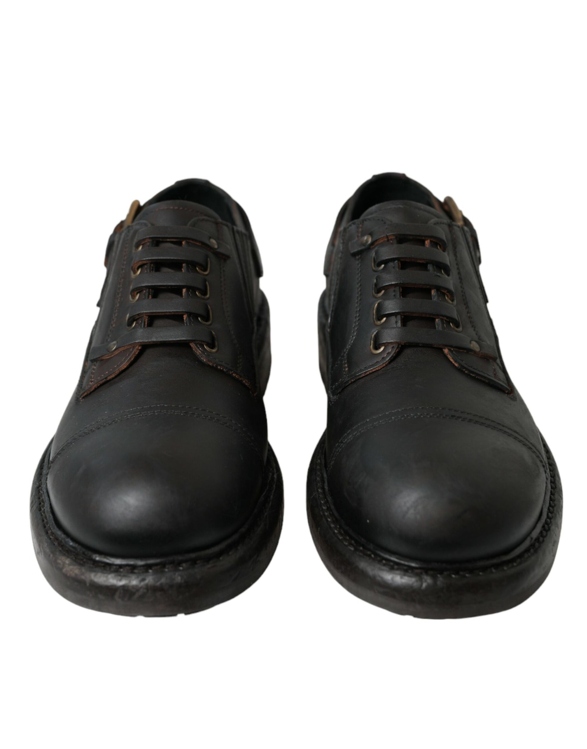 Dolce & Gabbana Brown Leather Lace Up Derby Men Dress Shoes Dolce & Gabbana