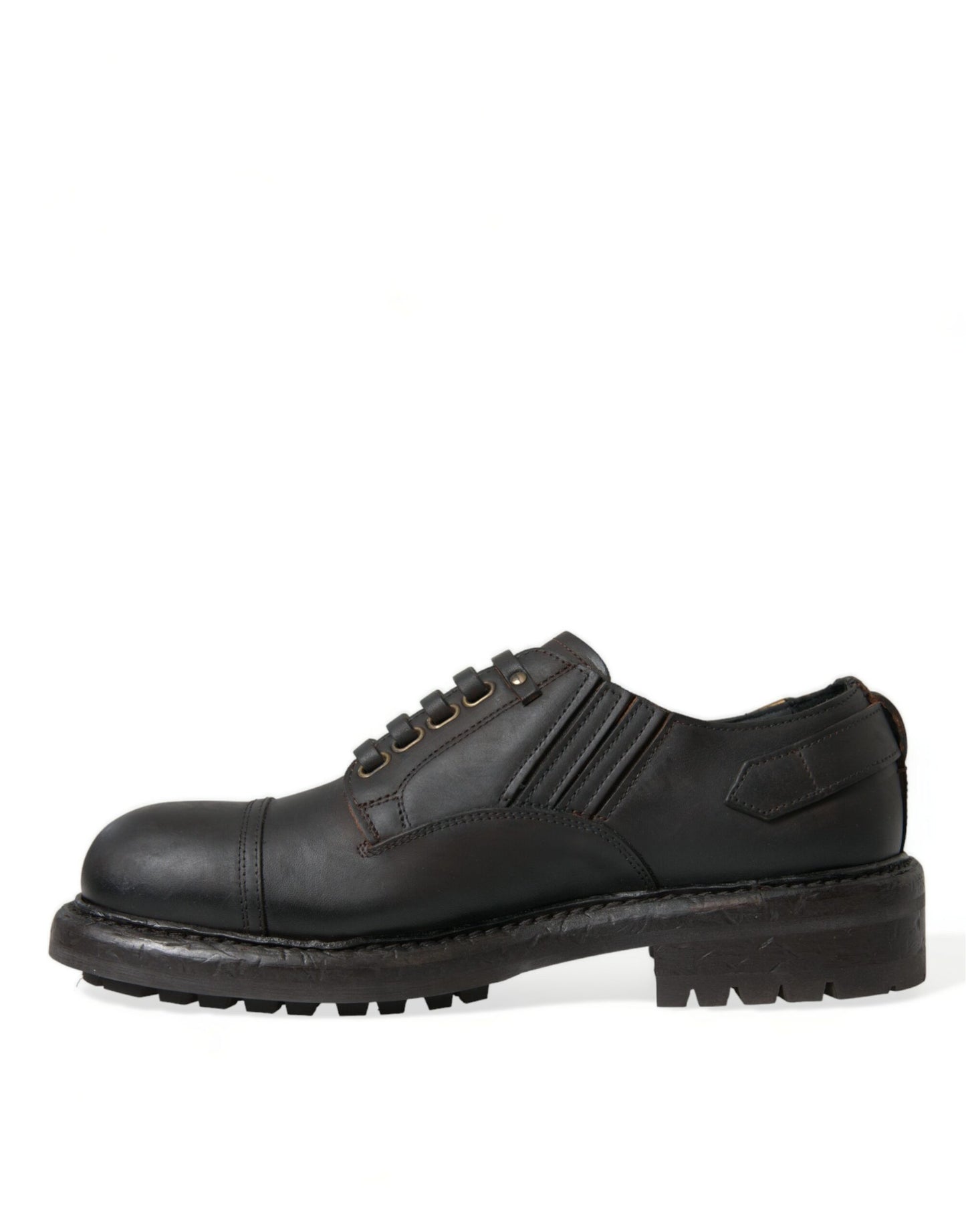 Dolce & Gabbana Brown Leather Lace Up Derby Men Dress Shoes Dolce & Gabbana