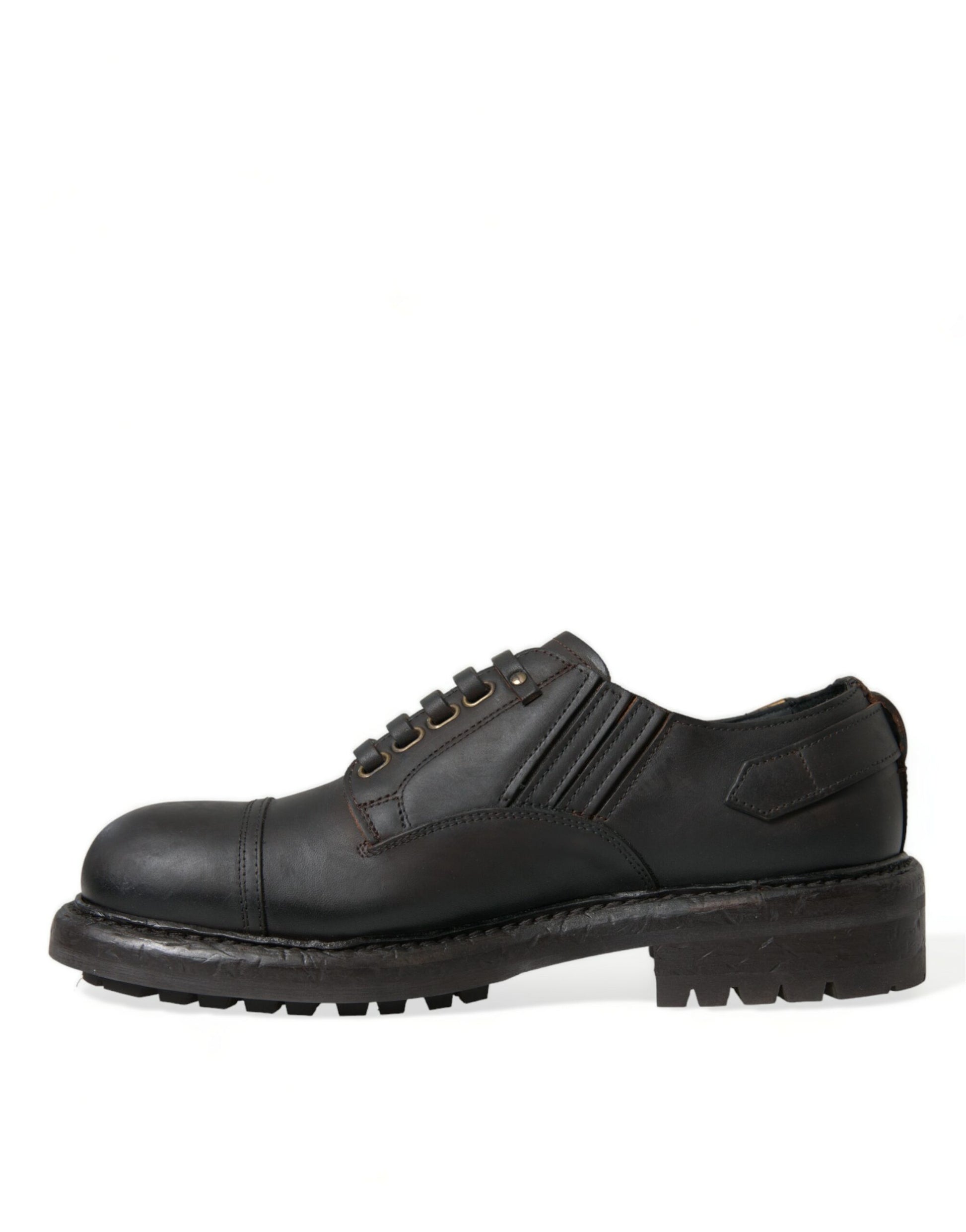 Dolce & Gabbana Brown Leather Lace Up Derby Men Dress Shoes Dolce & Gabbana