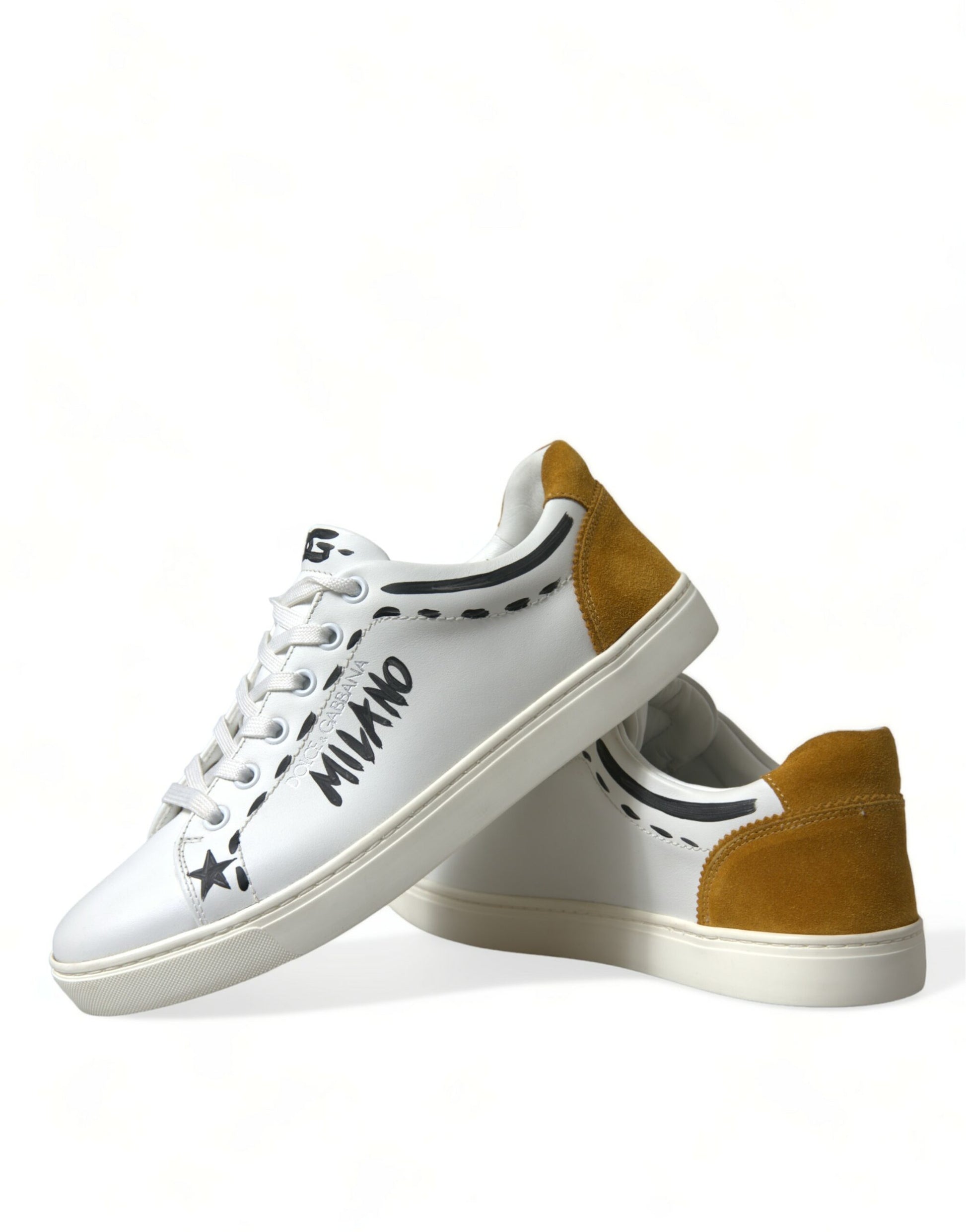Dolce & Gabbana White Leather LOVE Milano Men Sneakers Shoes Dolce & Gabbana