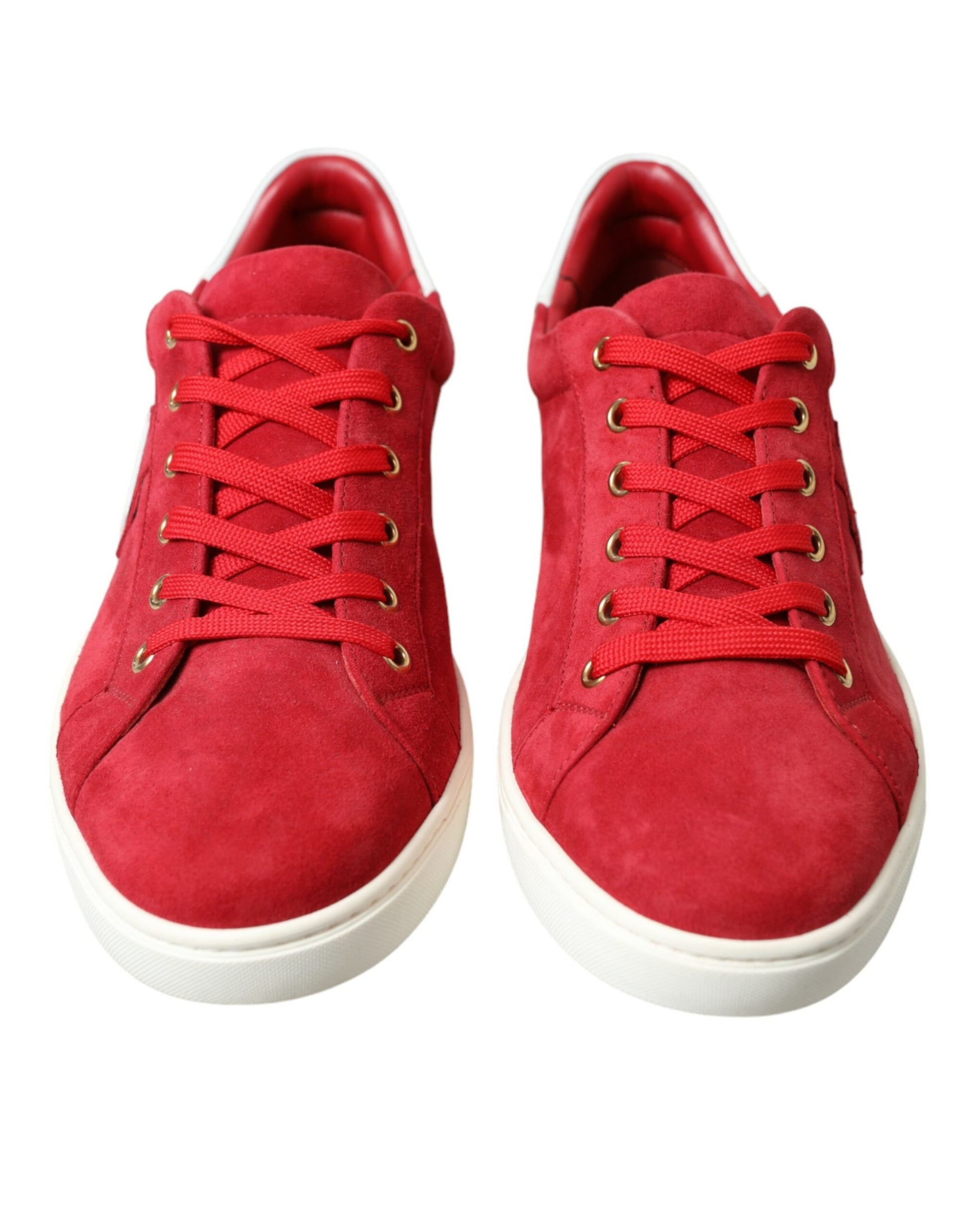 Dolce & Gabbana Red Suede Leather Men Low Top Sneakers Shoes Dolce & Gabbana