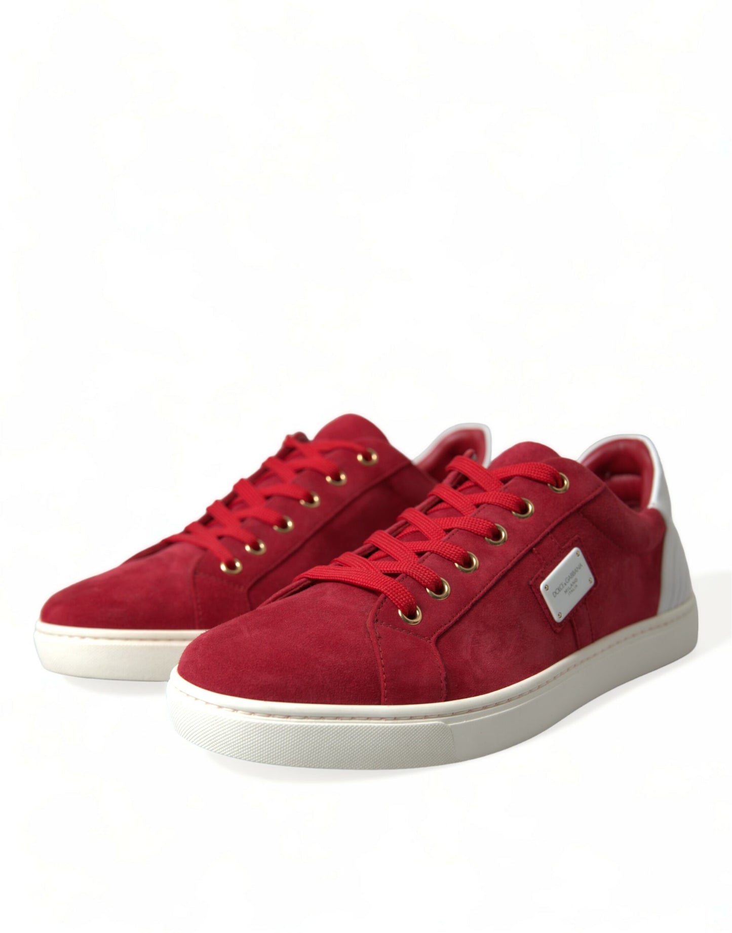 Dolce & Gabbana Red Suede Leather Men Low Top Sneakers Shoes Dolce & Gabbana