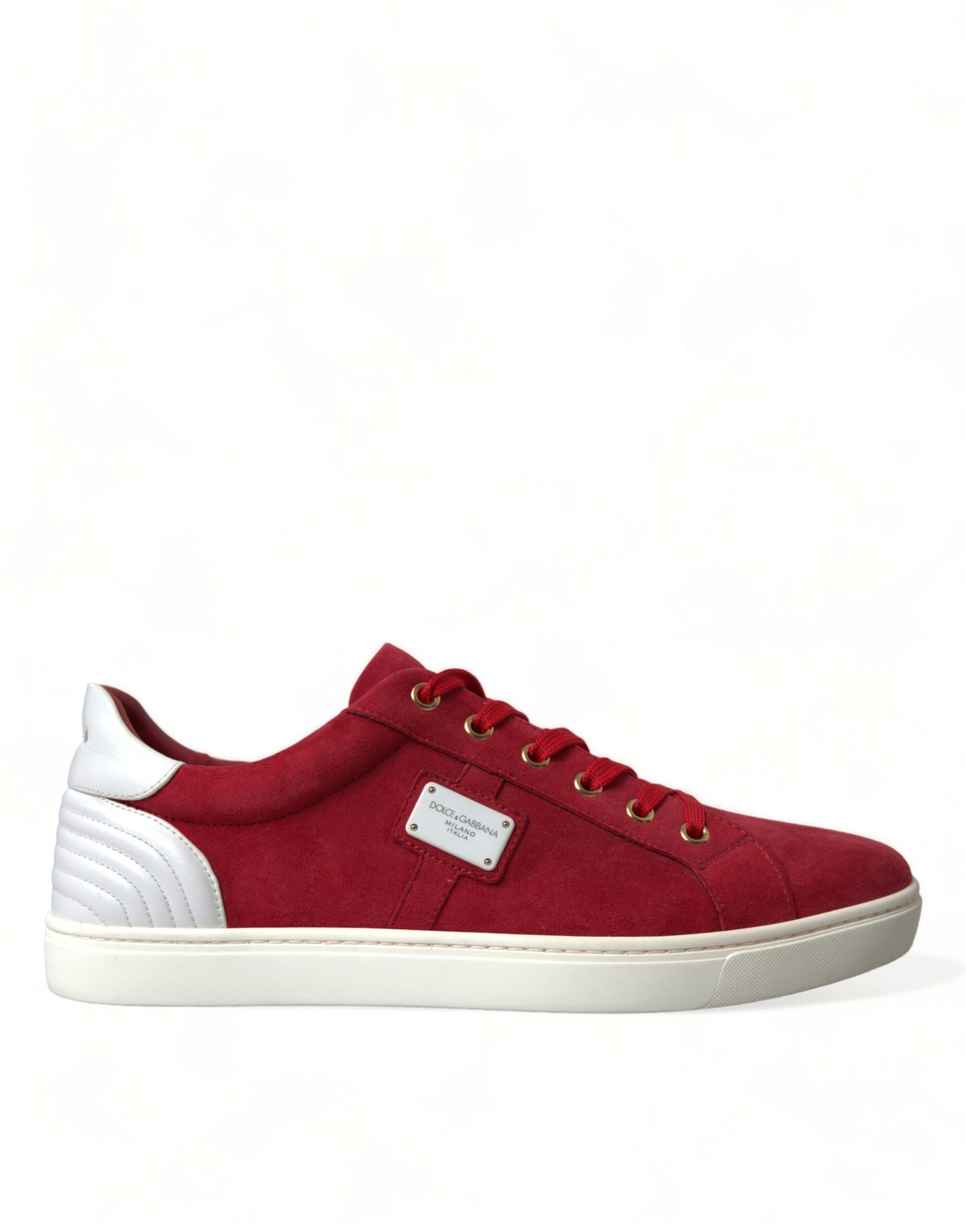 Dolce & Gabbana Red Suede Leather Men Low Top Sneakers Shoes Dolce & Gabbana