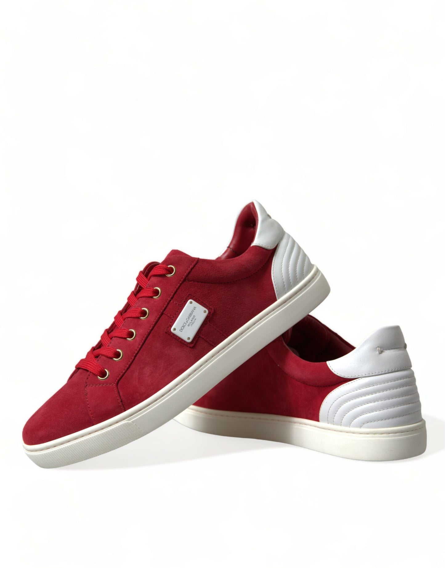 Dolce & Gabbana Red Suede Leather Men Low Top Sneakers Shoes Dolce & Gabbana
