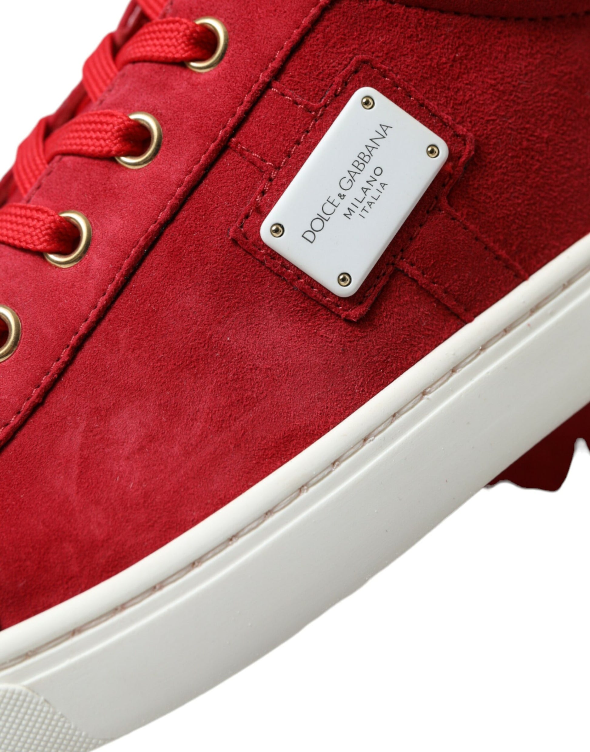 Dolce & Gabbana Red Suede Leather Men Low Top Sneakers Shoes Dolce & Gabbana