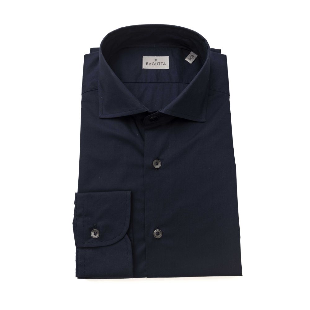 Bagutta Blue Cotton Men Slim Shirt Bagutta
