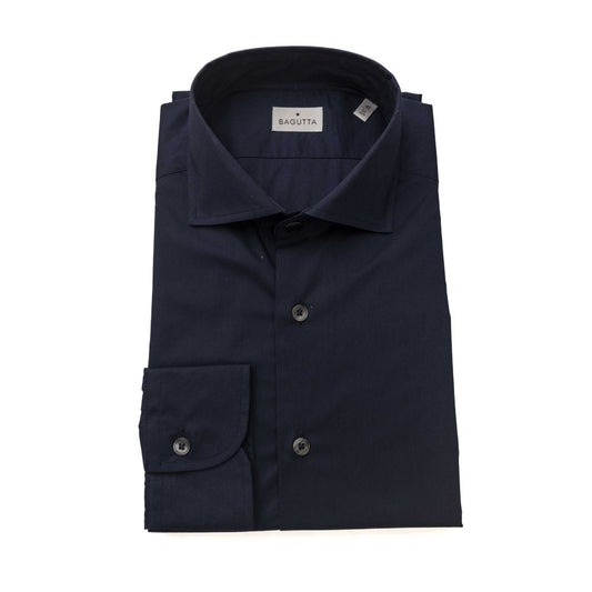 Bagutta Blue Cotton Men Slim Shirt Bagutta