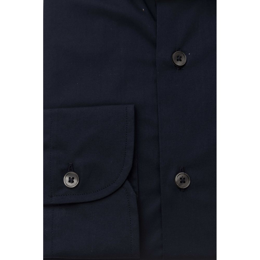 Bagutta Blue Cotton Men Slim Shirt Bagutta