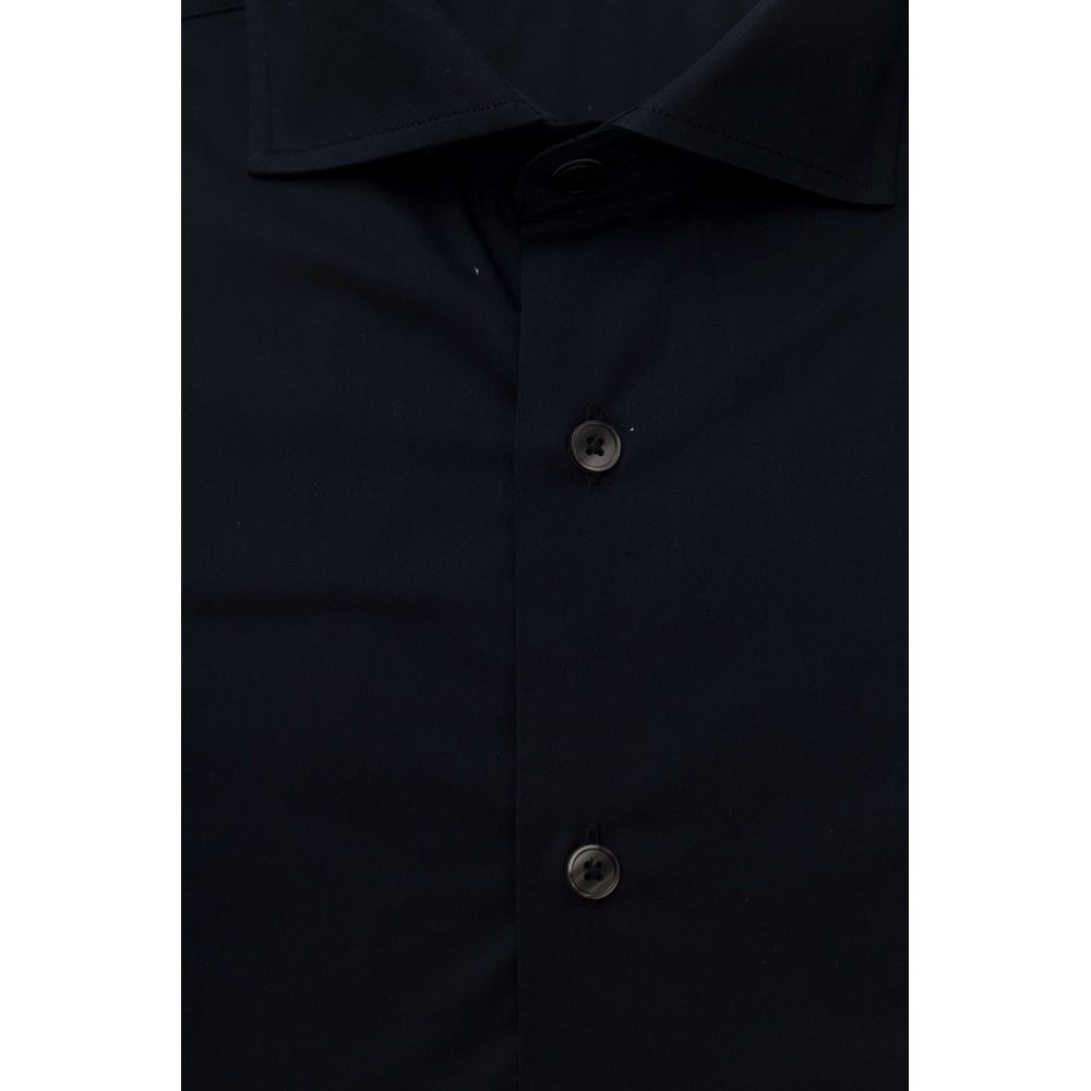 Bagutta Blue Cotton Men Slim Shirt Bagutta