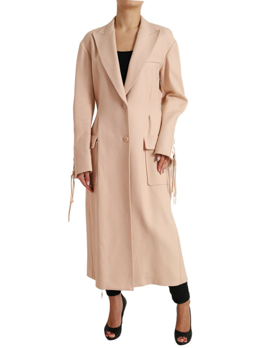 Dolce & Gabbana Beige Cotton Single Breasted Long Coat Jacket Dolce & Gabbana