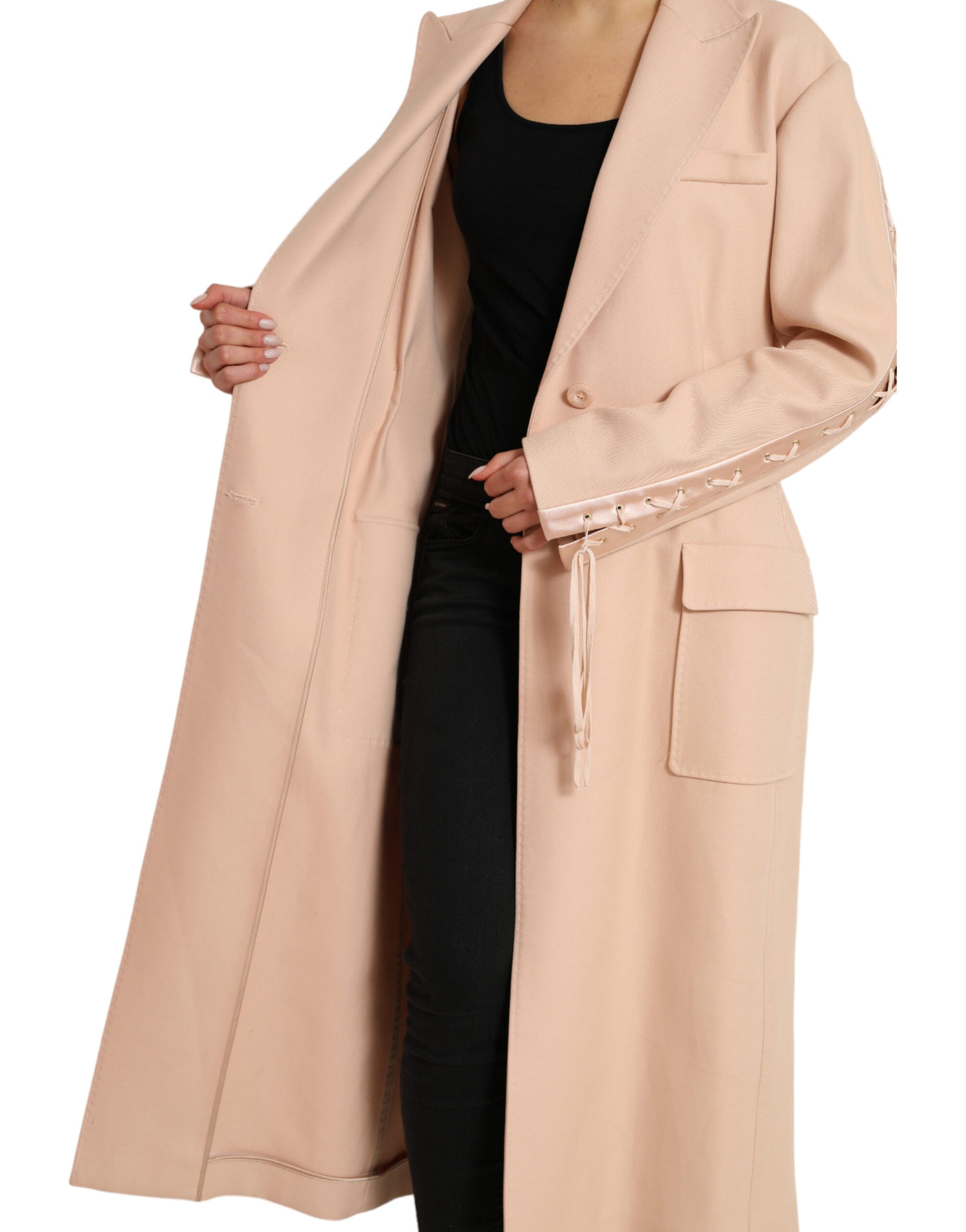 Dolce & Gabbana Beige Cotton Single Breasted Long Coat Jacket Dolce & Gabbana