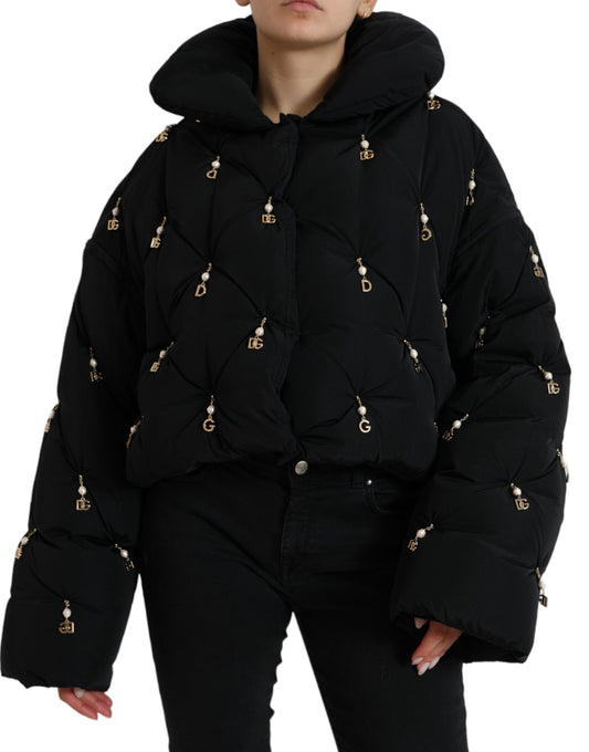 Dolce & Gabbana Black Embellished Quilted Shell Bomber Jacket Dolce & Gabbana