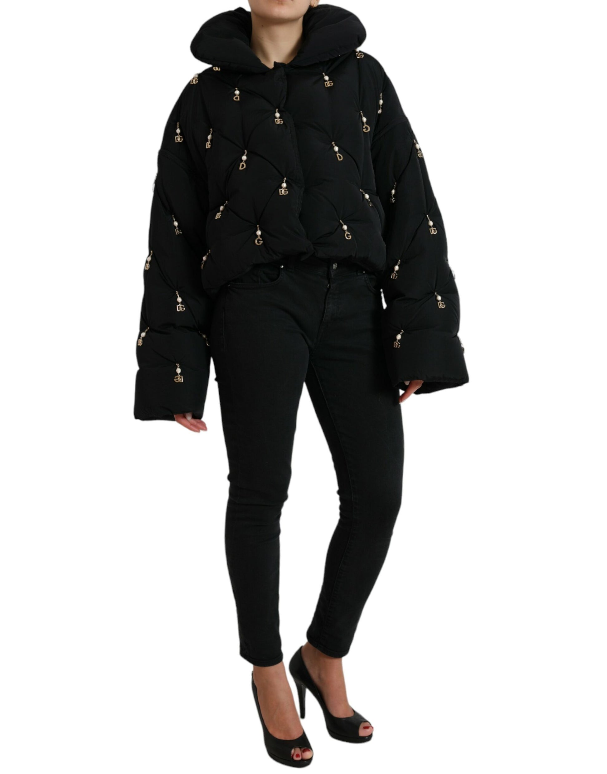 Dolce & Gabbana Black Embellished Quilted Shell Bomber Jacket Dolce & Gabbana