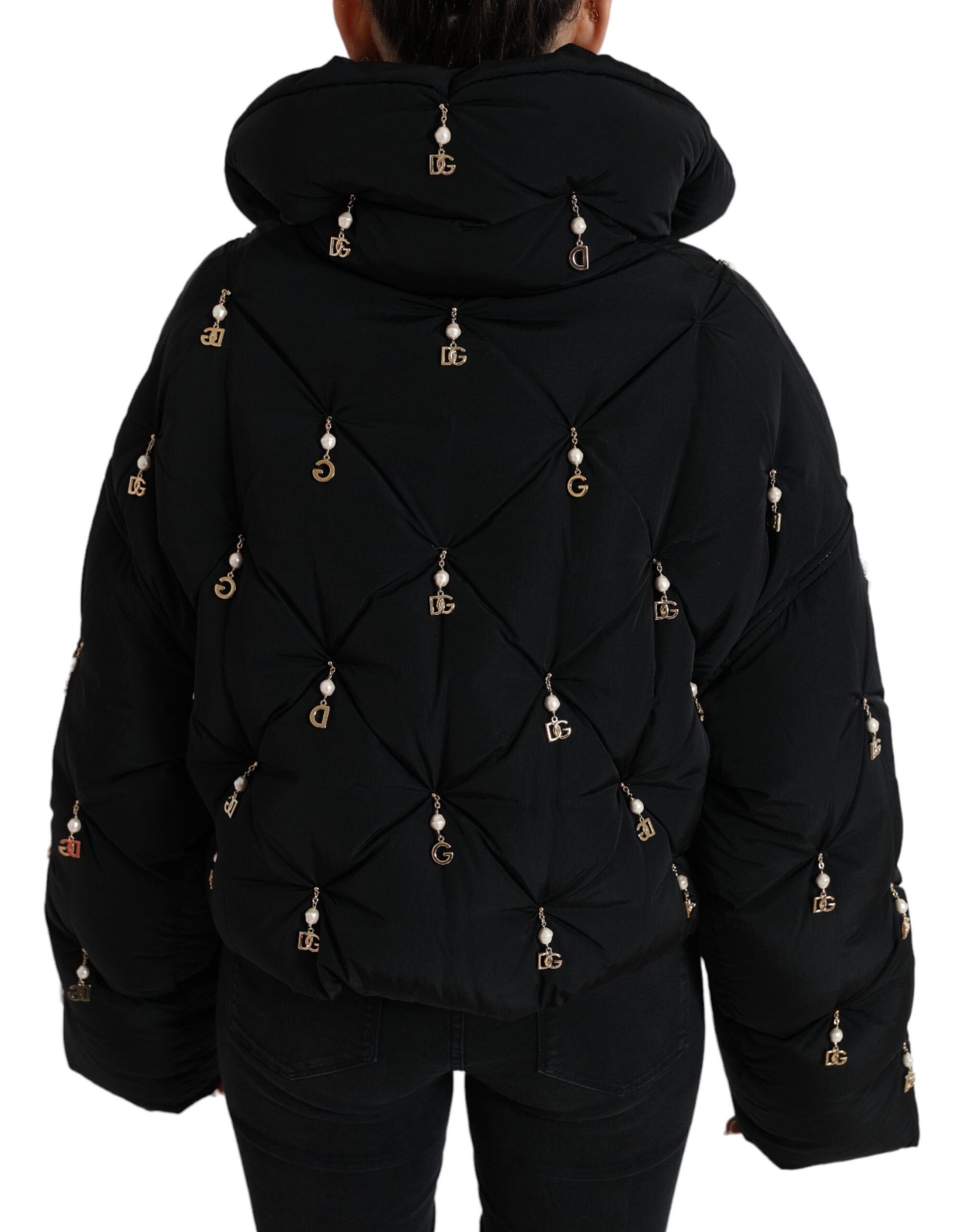 Dolce & Gabbana Black Embellished Quilted Shell Bomber Jacket Dolce & Gabbana