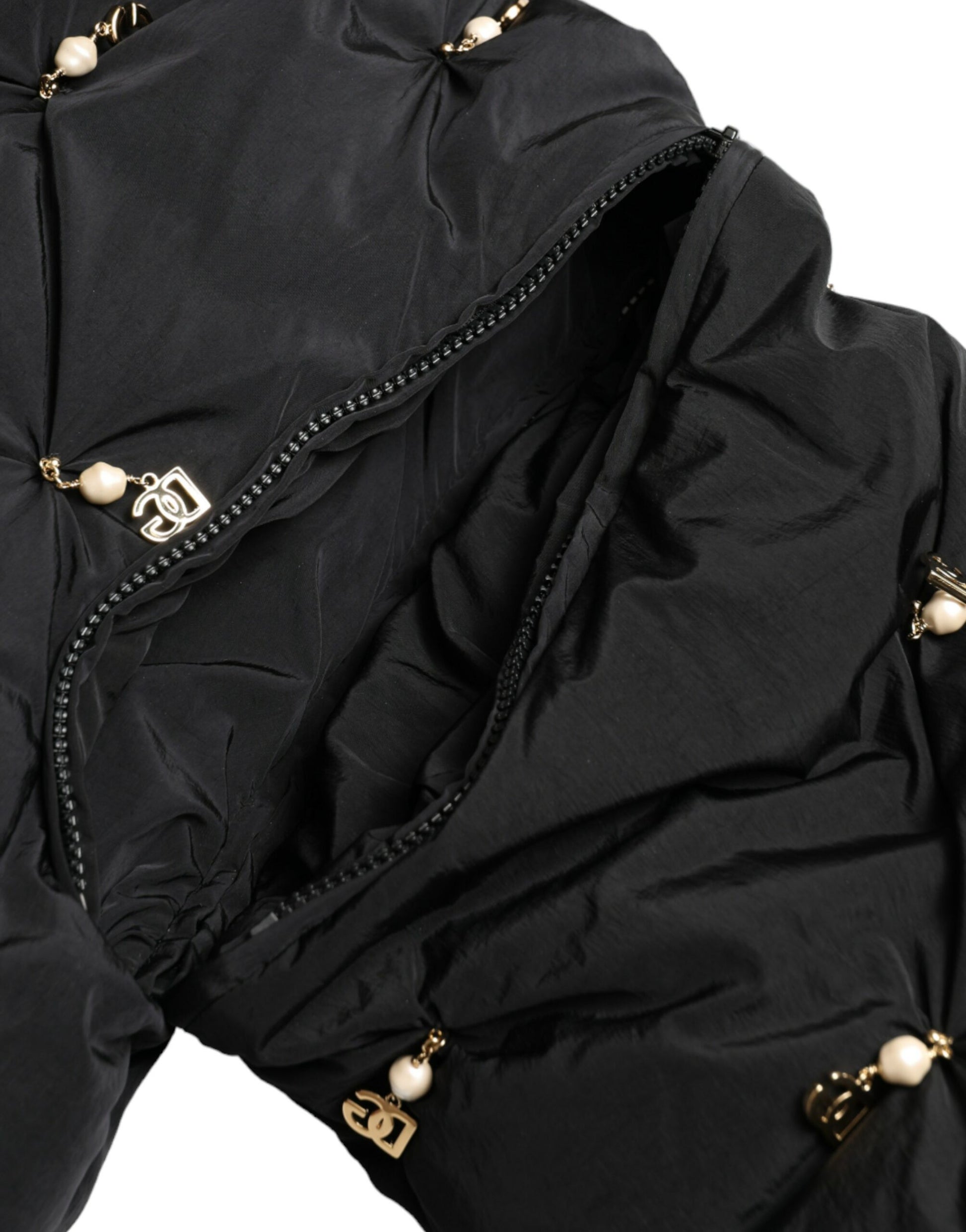 Dolce & Gabbana Black Embellished Quilted Shell Bomber Jacket Dolce & Gabbana