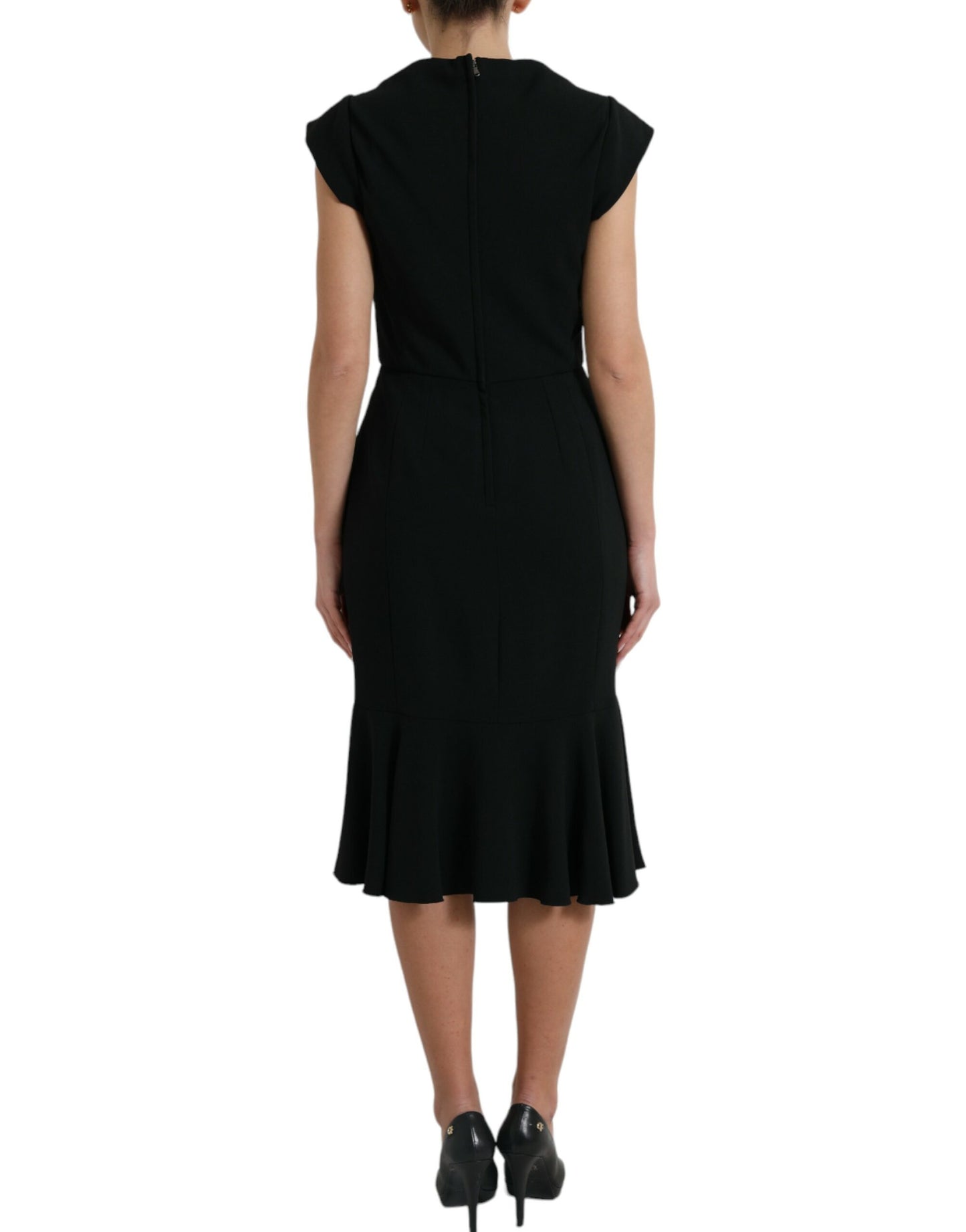 Dolce & Gabbana Black Cady Viscose Sleeveless Dress Dolce & Gabbana