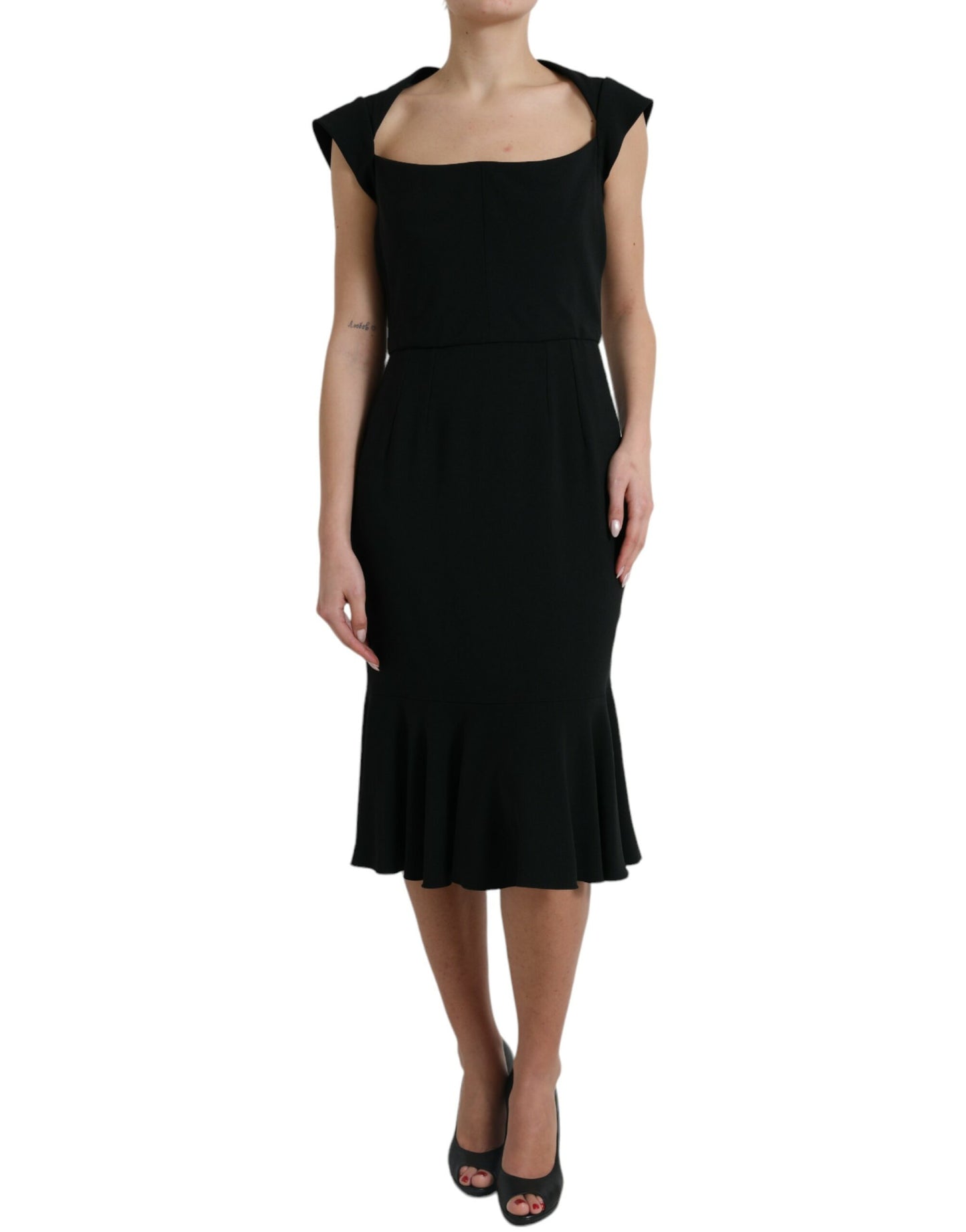 Dolce & Gabbana Black Cady Viscose Sleeveless Dress Dolce & Gabbana