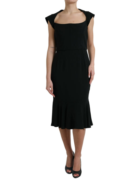 Dolce & Gabbana Black Cady Viscose Sleeveless Dress Dolce & Gabbana