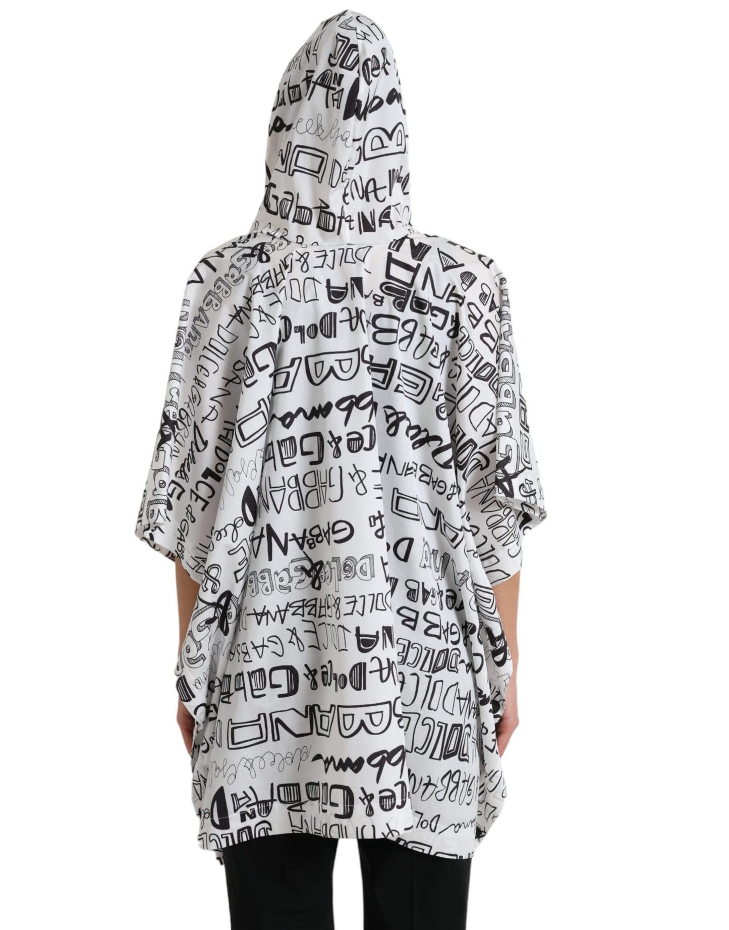 Dolce & Gabbana White Logo Print Hooded Blouson T-shirt Top Dolce & Gabbana