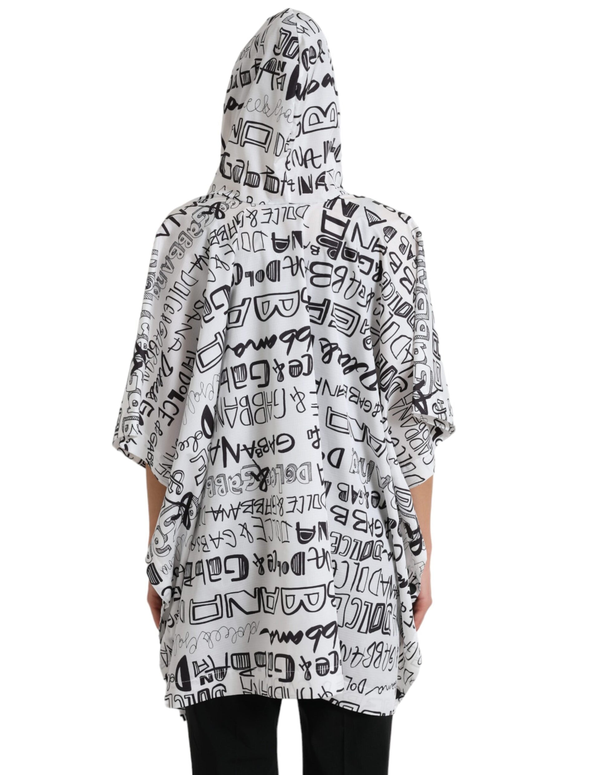 Dolce & Gabbana White Logo Print Hooded Blouson T-shirt Top Dolce & Gabbana