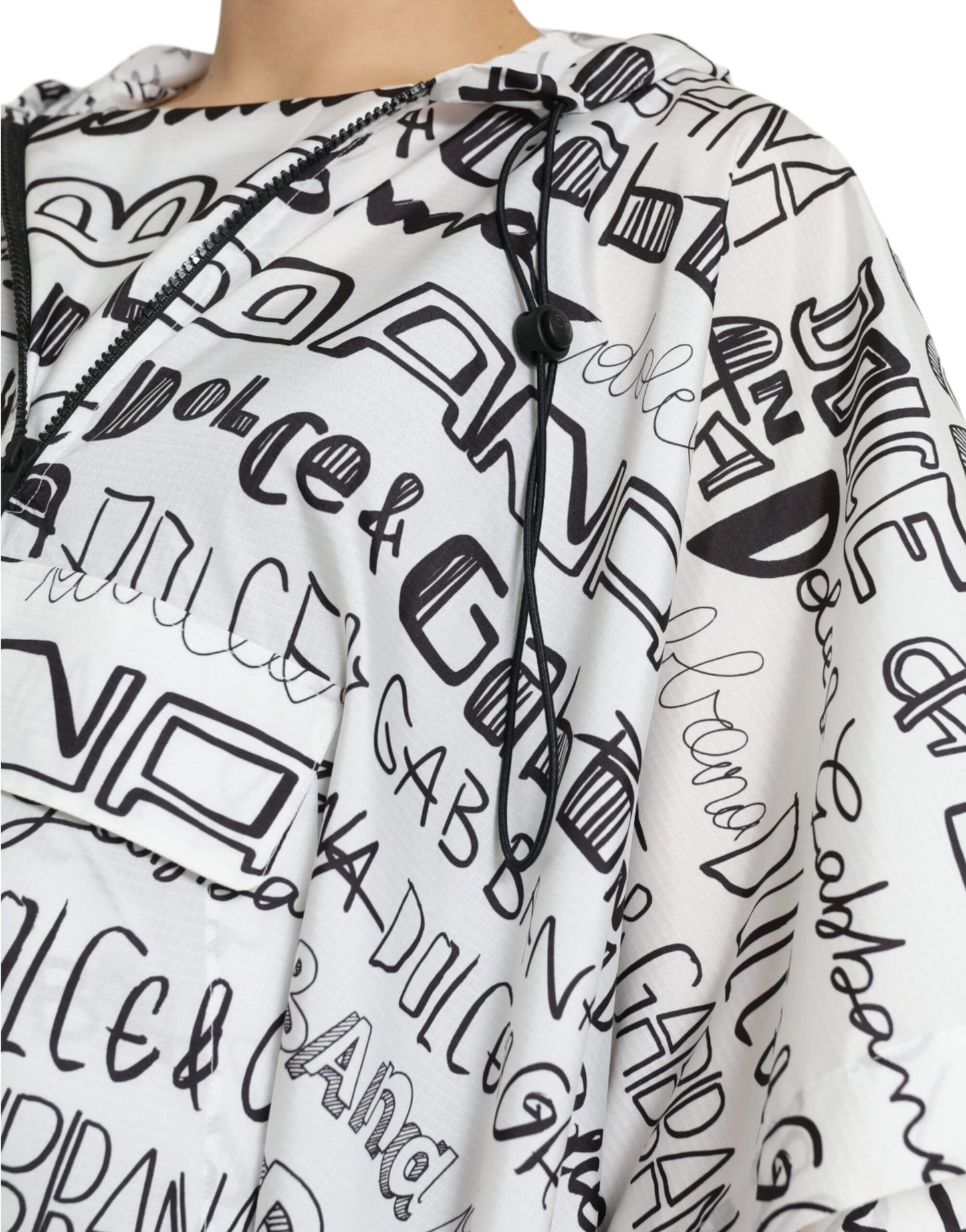 Dolce & Gabbana White Logo Print Hooded Blouson T-shirt Top Dolce & Gabbana