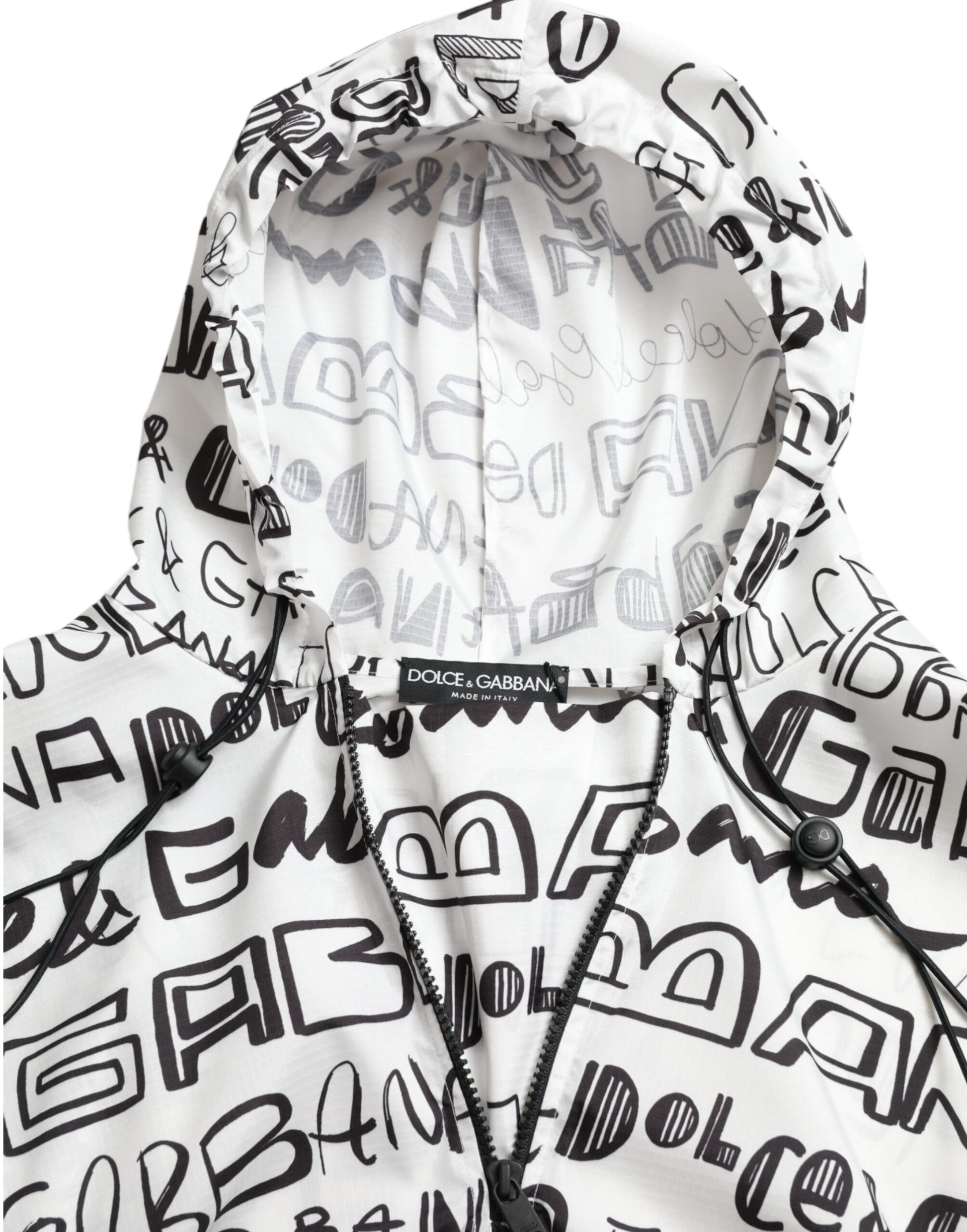Dolce & Gabbana White Logo Print Hooded Blouson T-shirt Top Dolce & Gabbana