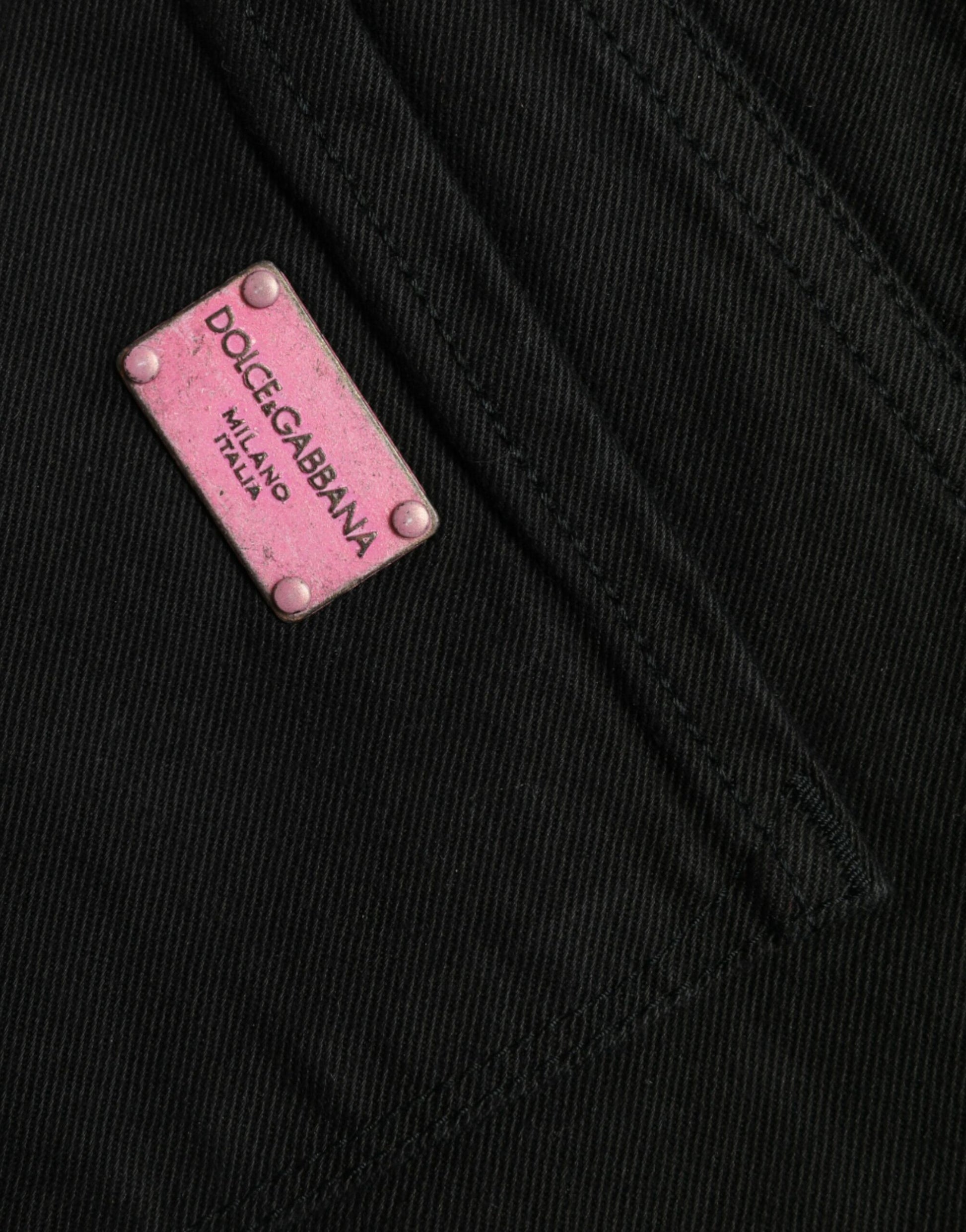 Dolce & Gabbana Black Cotton Mid Waist Skinny Denim Jeans Dolce & Gabbana