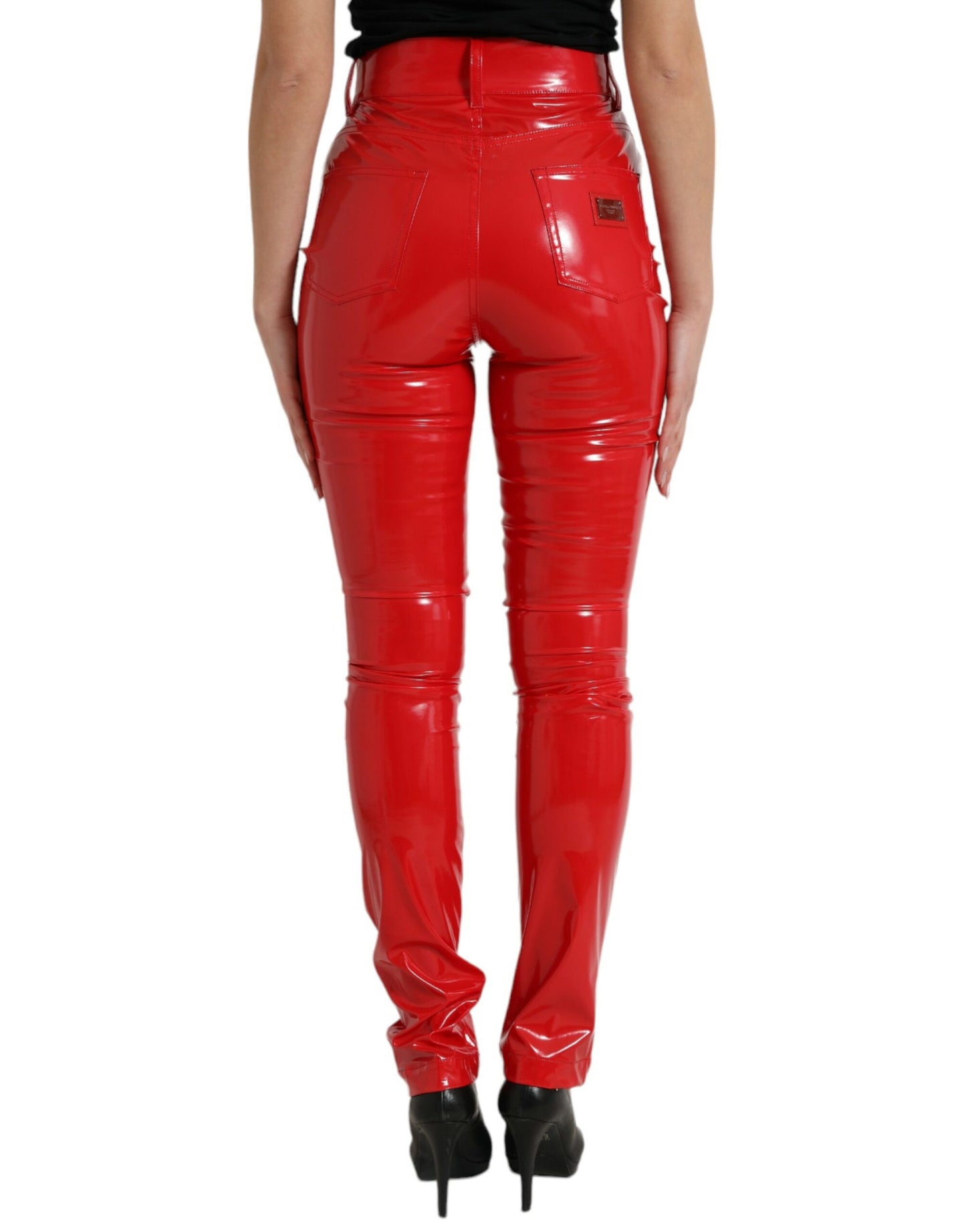 Dolce & Gabbana Shiny Red High Waist Skinny Pants Dolce & Gabbana
