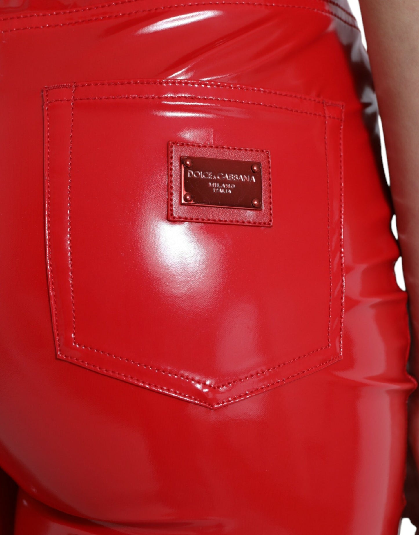Dolce & Gabbana Shiny Red High Waist Skinny Pants Dolce & Gabbana