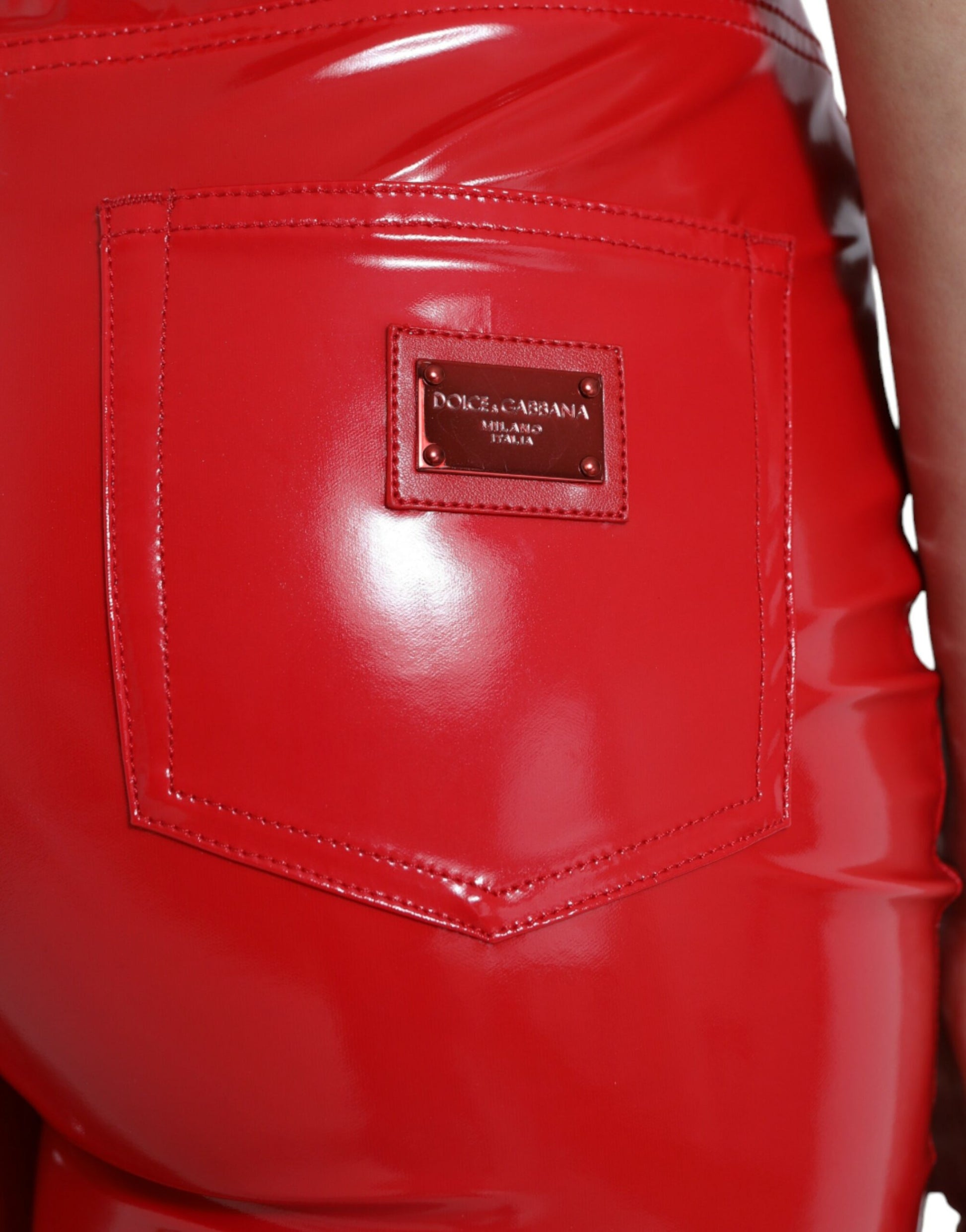 Dolce & Gabbana Shiny Red High Waist Skinny Pants Dolce & Gabbana