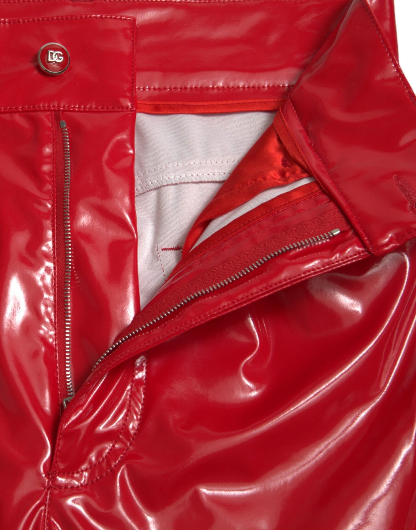 Dolce & Gabbana Shiny Red High Waist Skinny Pants Dolce & Gabbana